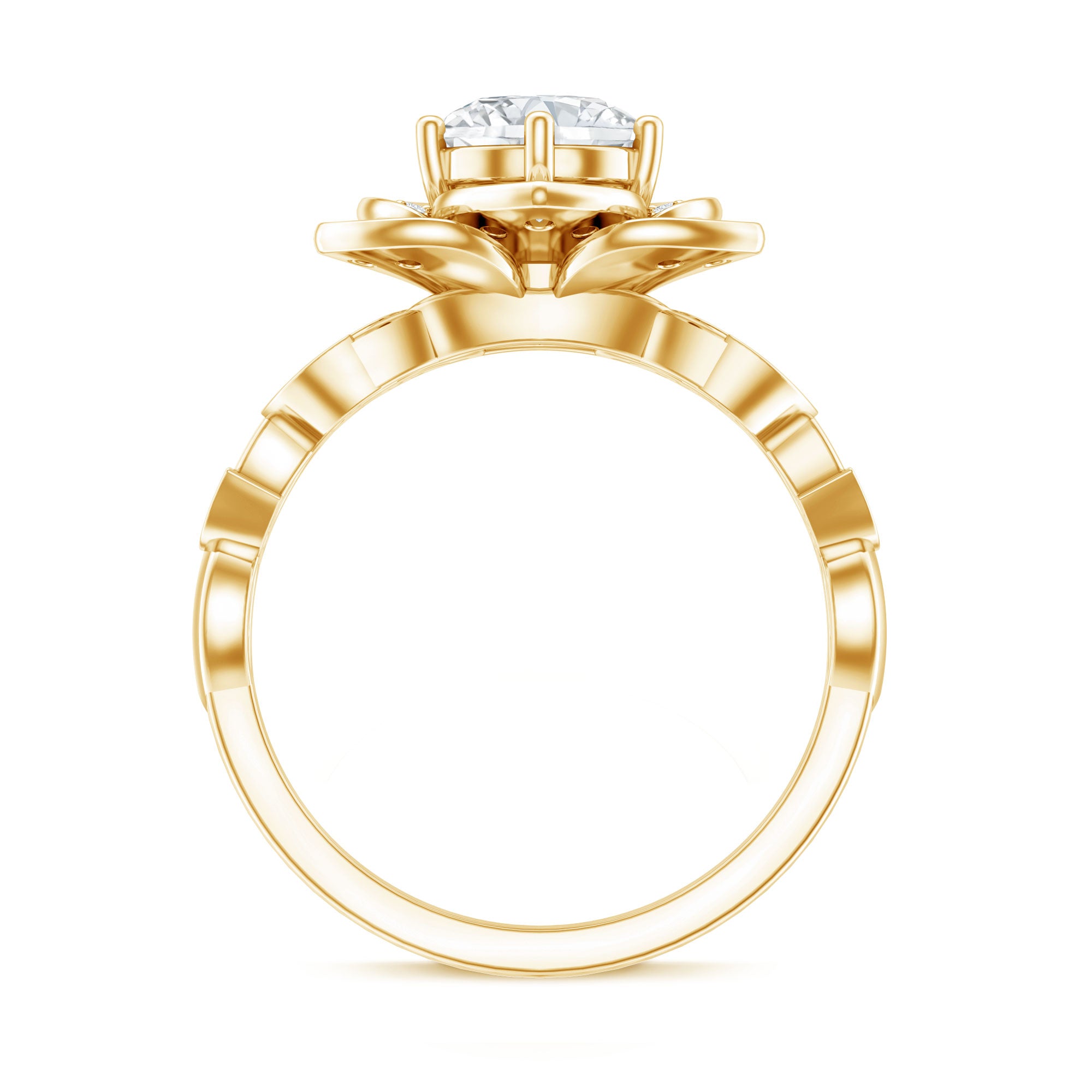 Nature Inspired Moissanite Flower Engagement Ring with Certificate D-VS1 - Rosec Jewels