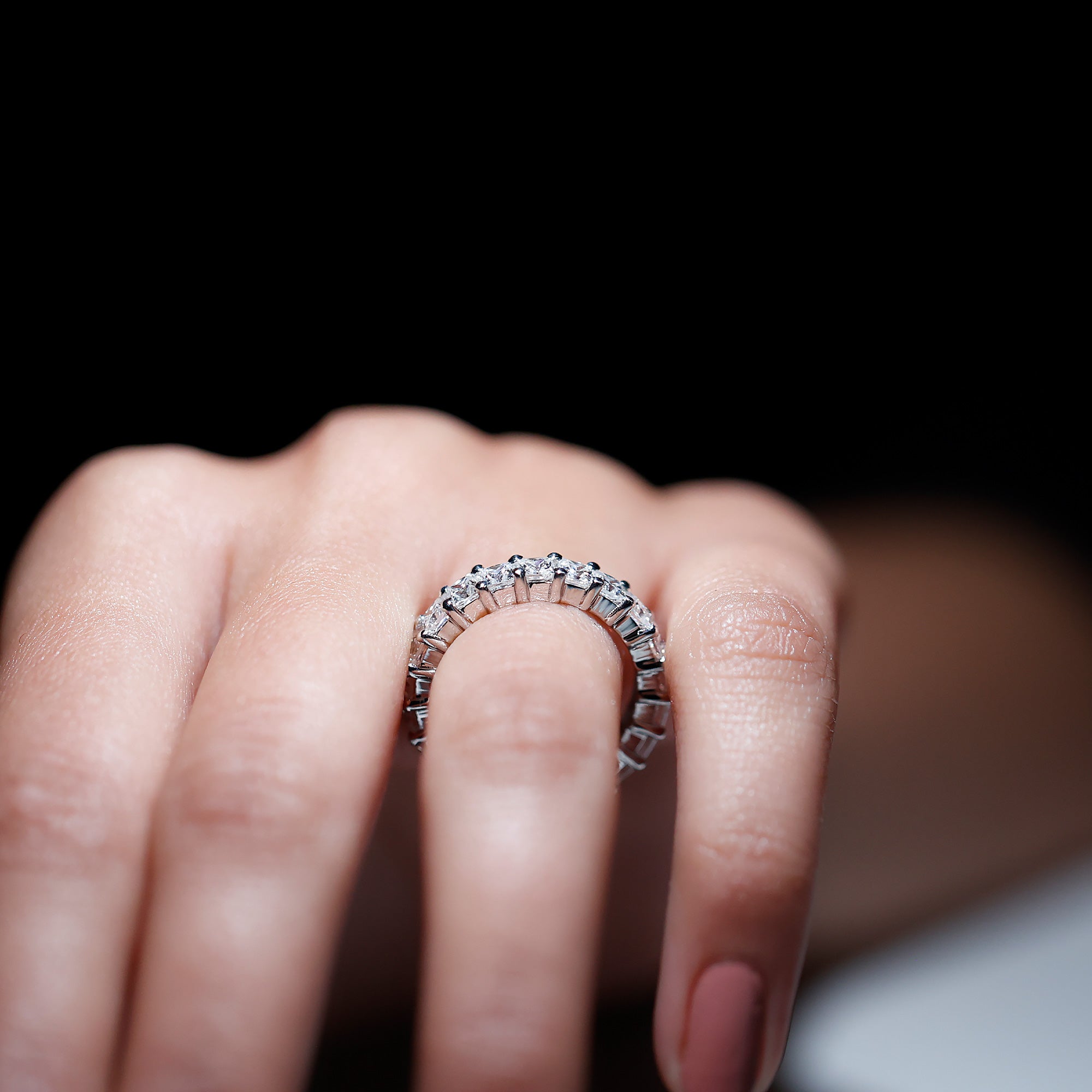 Princess Cut Moissanite Full Eternity Ring with Certificate D-VS1 - Rosec Jewels
