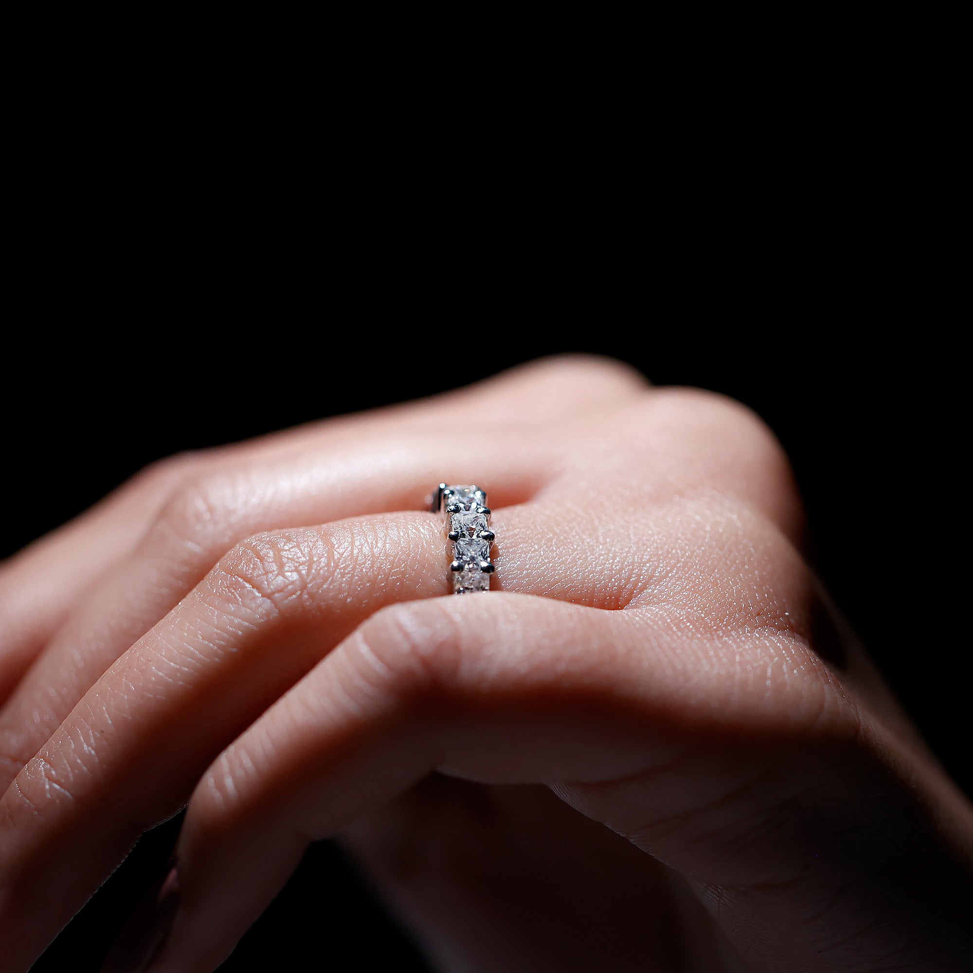 Princess Cut Moissanite Full Eternity Ring with Certificate D-VS1 - Rosec Jewels