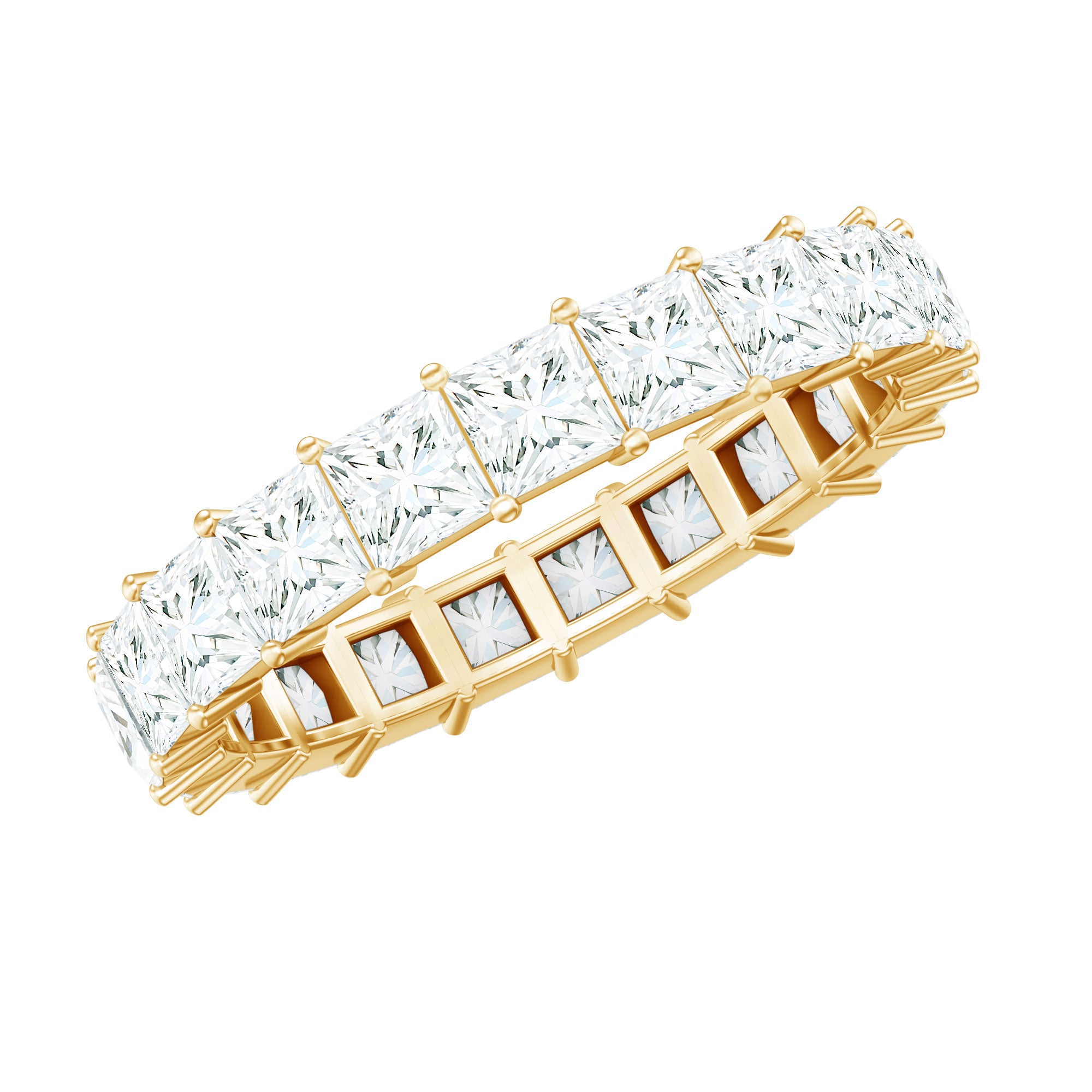Princess Cut Moissanite Full Eternity Ring with Certificate D-VS1 - Rosec Jewels