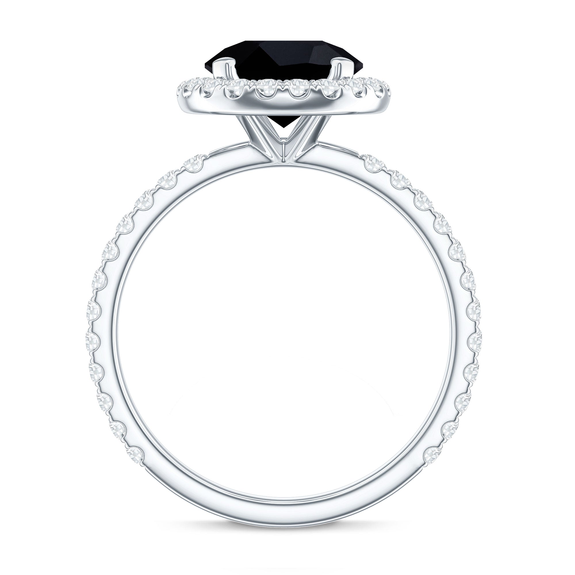 Certified 2 Carat Lab Grown Black and White Diamond Engagement Ring with Halo AAAA ( Synthetic ) - Rosec Jewels