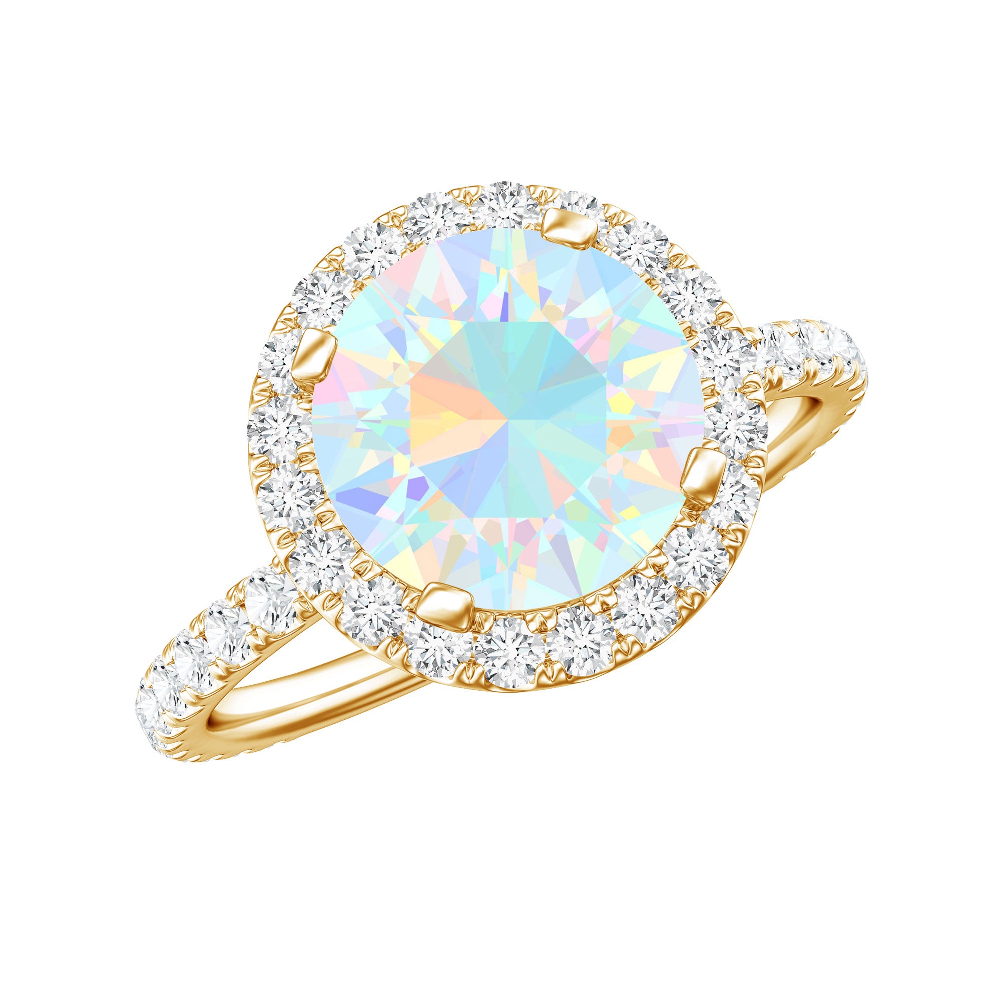 Certified Genuine 2 Carat Ethiopian Opal Engagement Ring with Halo AAA - Rosec Jewels