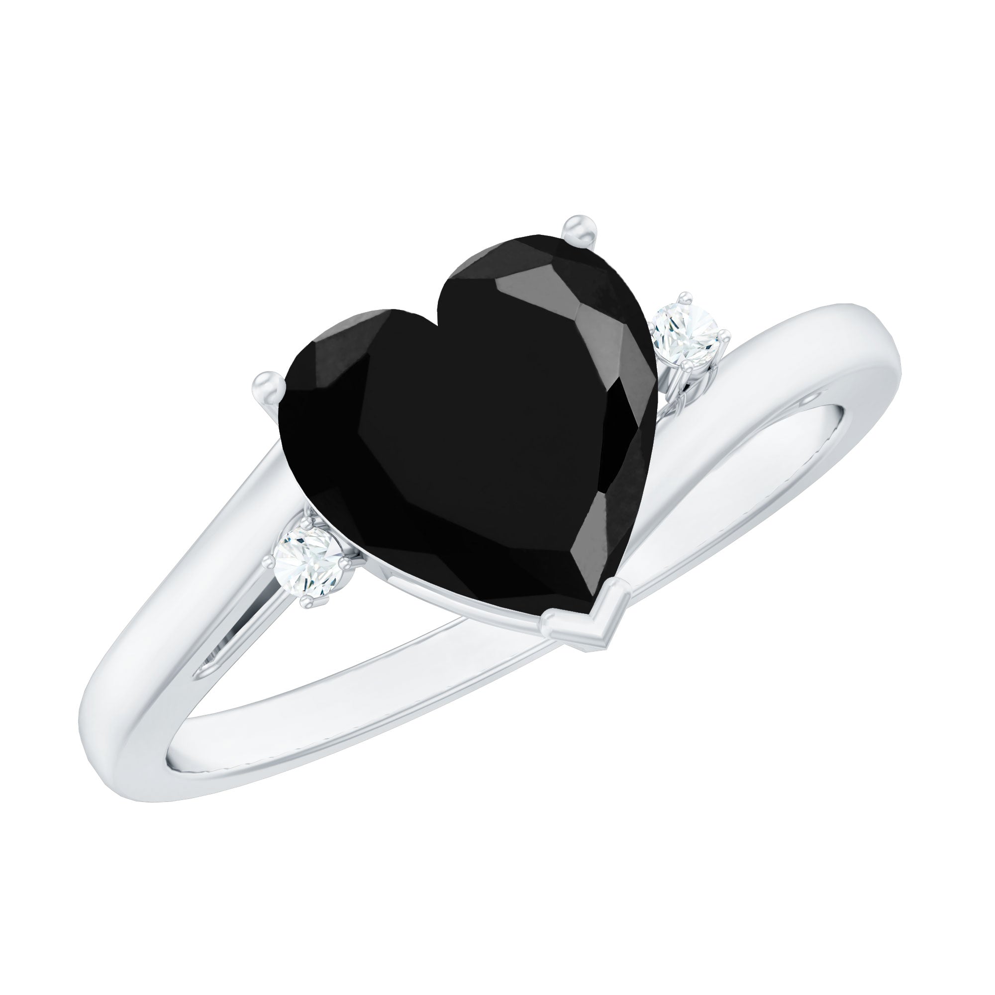 Heart Shape Solitaire Promise Ring with Lab Grown Black Diamond