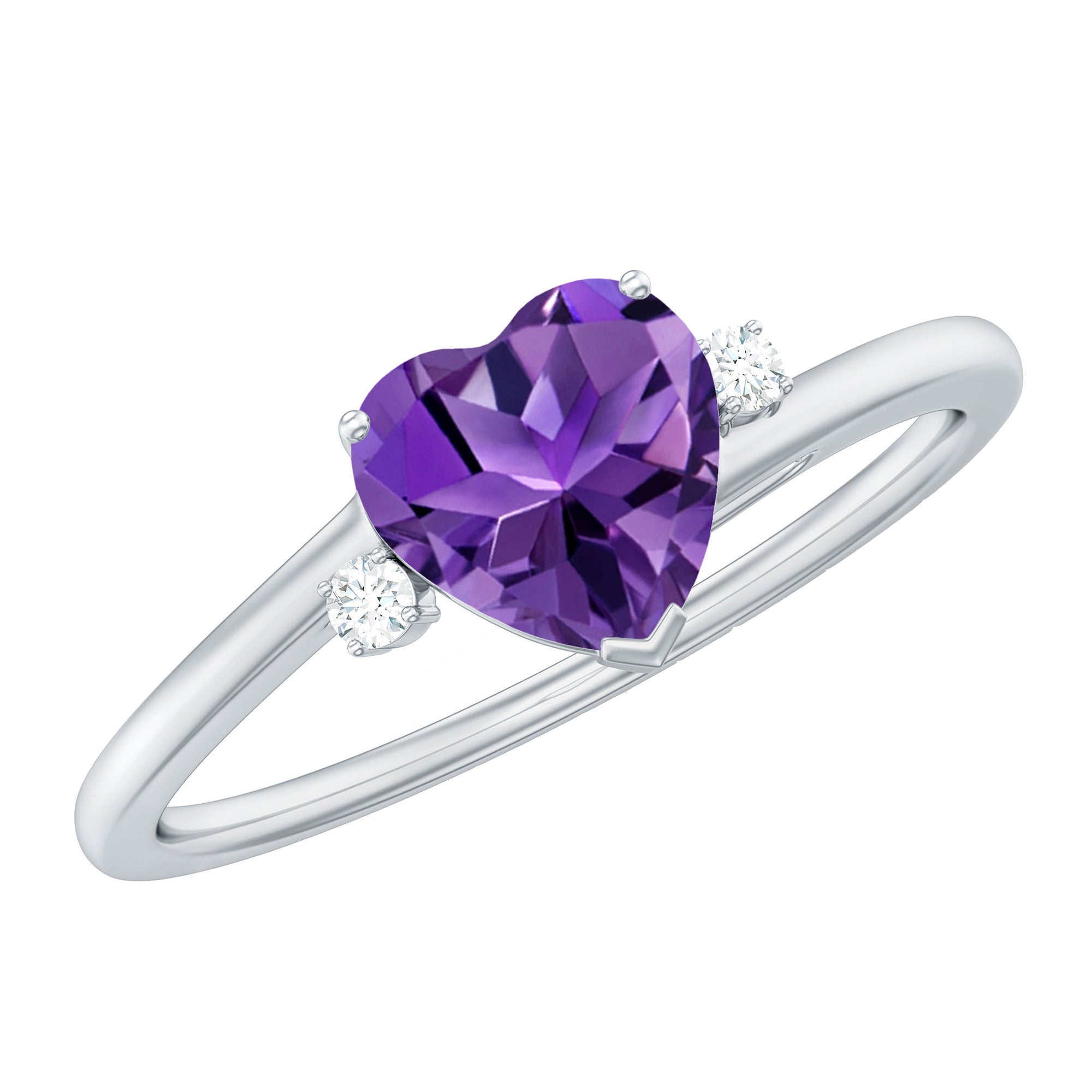 6 MM Solitaire Amethyst Heart Promise Ring for Women