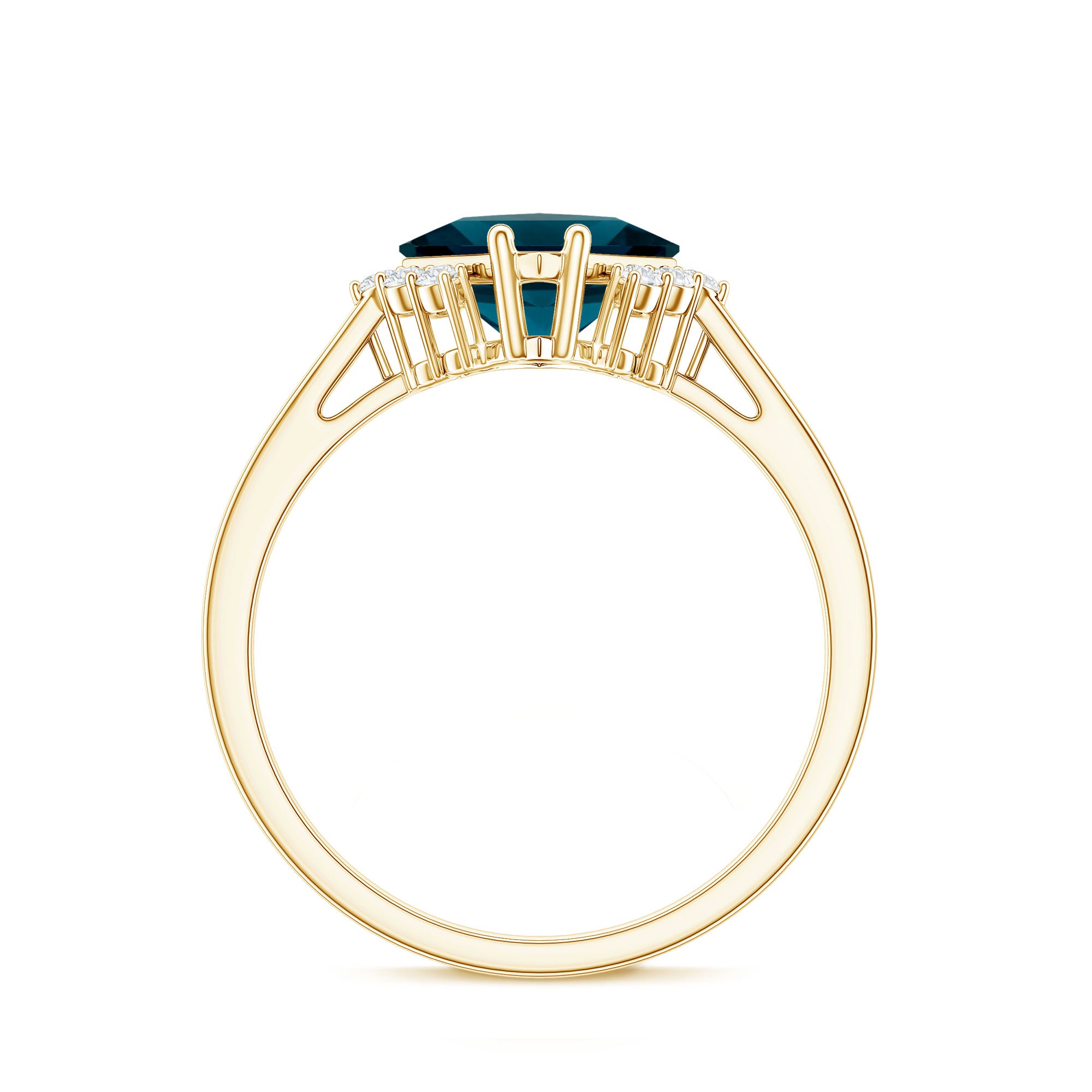Princess Cut London Blue Topaz Engagement Ring with Diamond AAA - Rosec Jewels