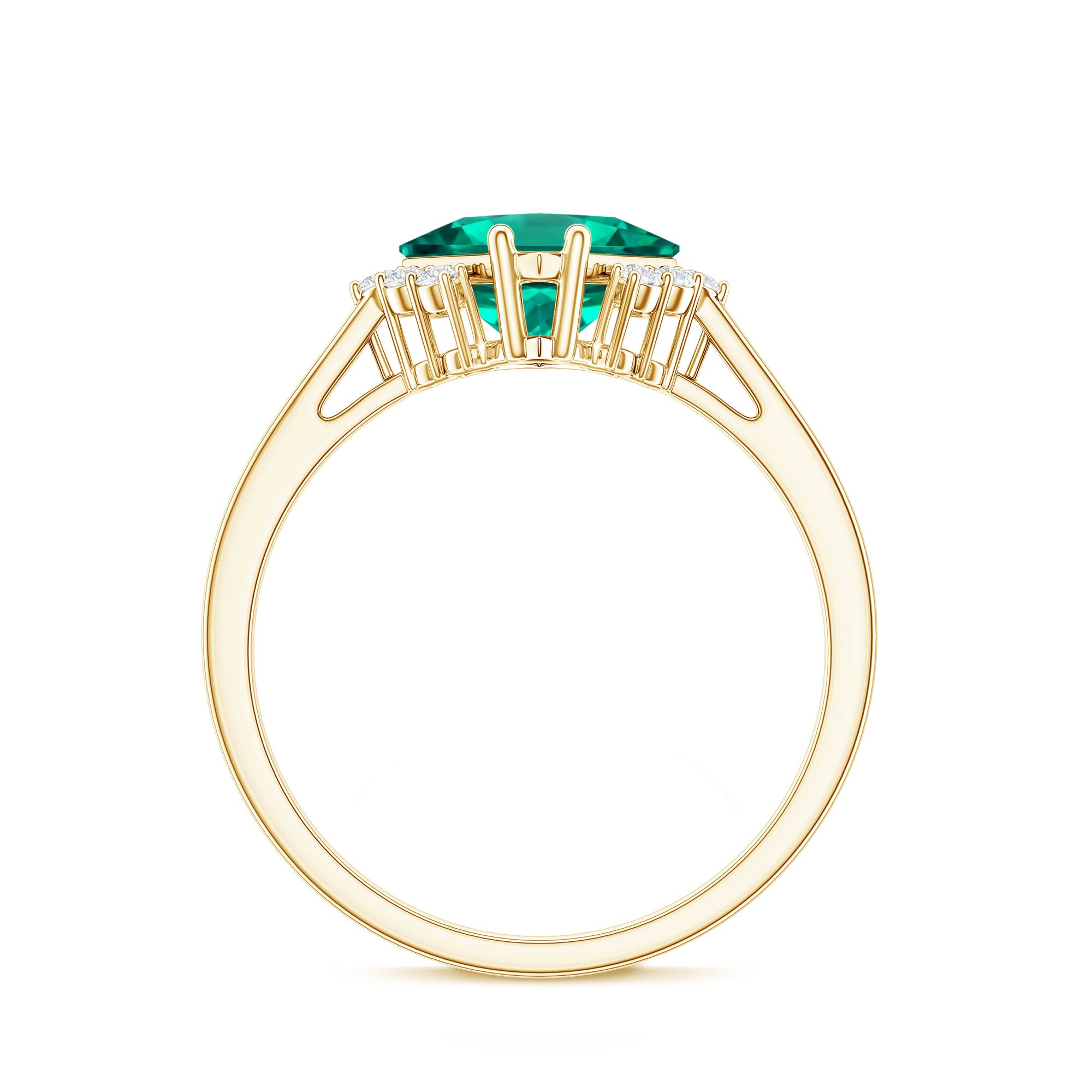 Certified 8 mm Lab Grown Emerald Princess Cut Engagement Ring with Diamond AAAA - Rosec Jewels