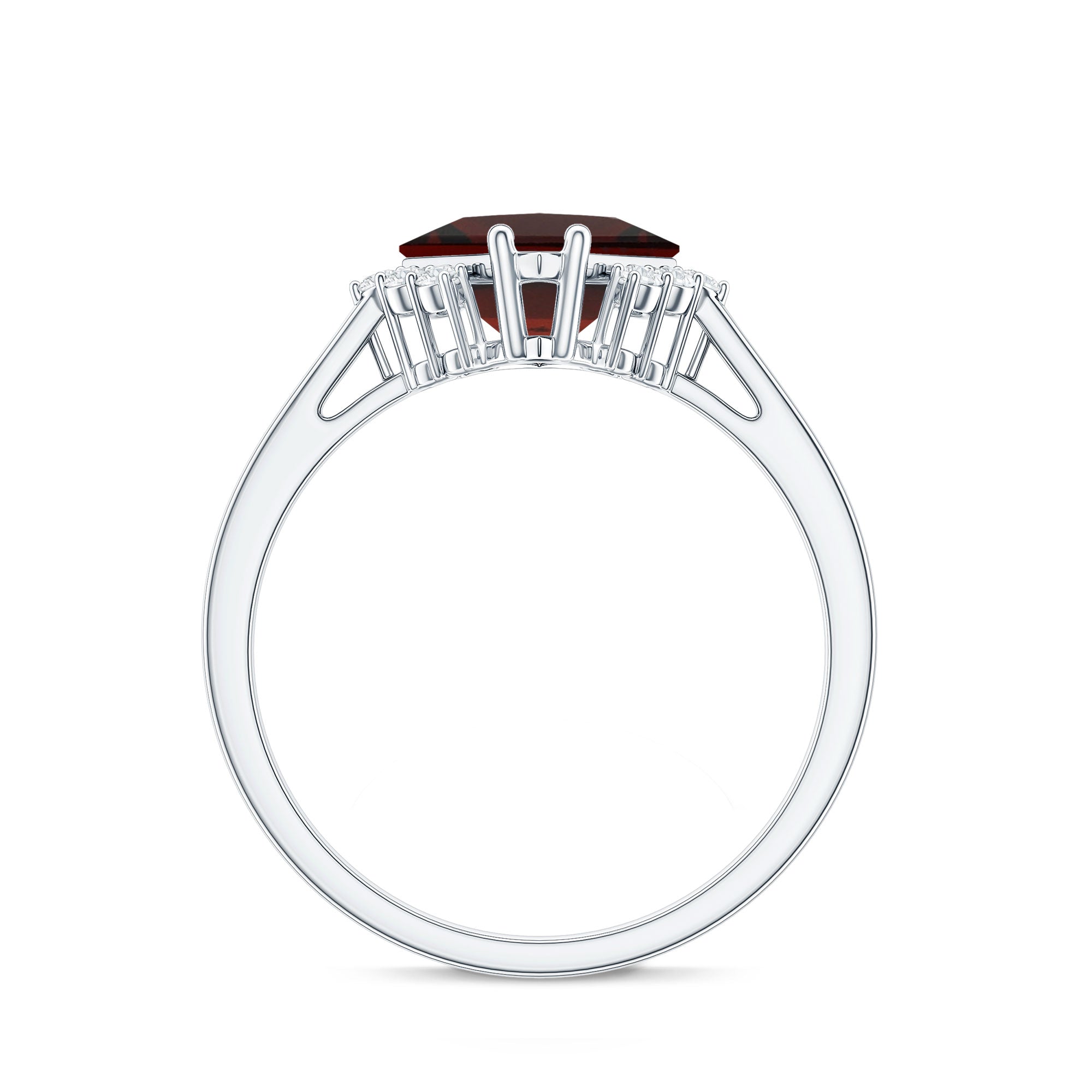 Certified Natural Garnet Princess Cut Engagement Ring with Diamond AAA - Rosec Jewels