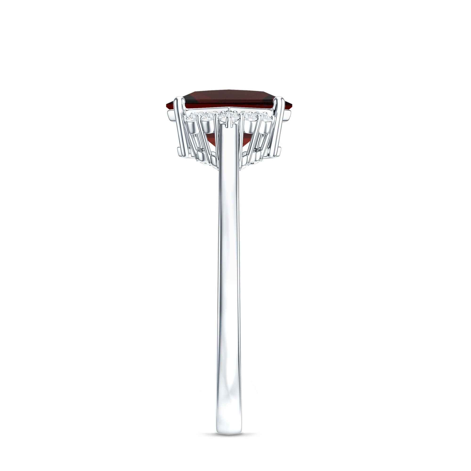 Certified Natural Garnet Princess Cut Engagement Ring with Diamond AAA - Rosec Jewels