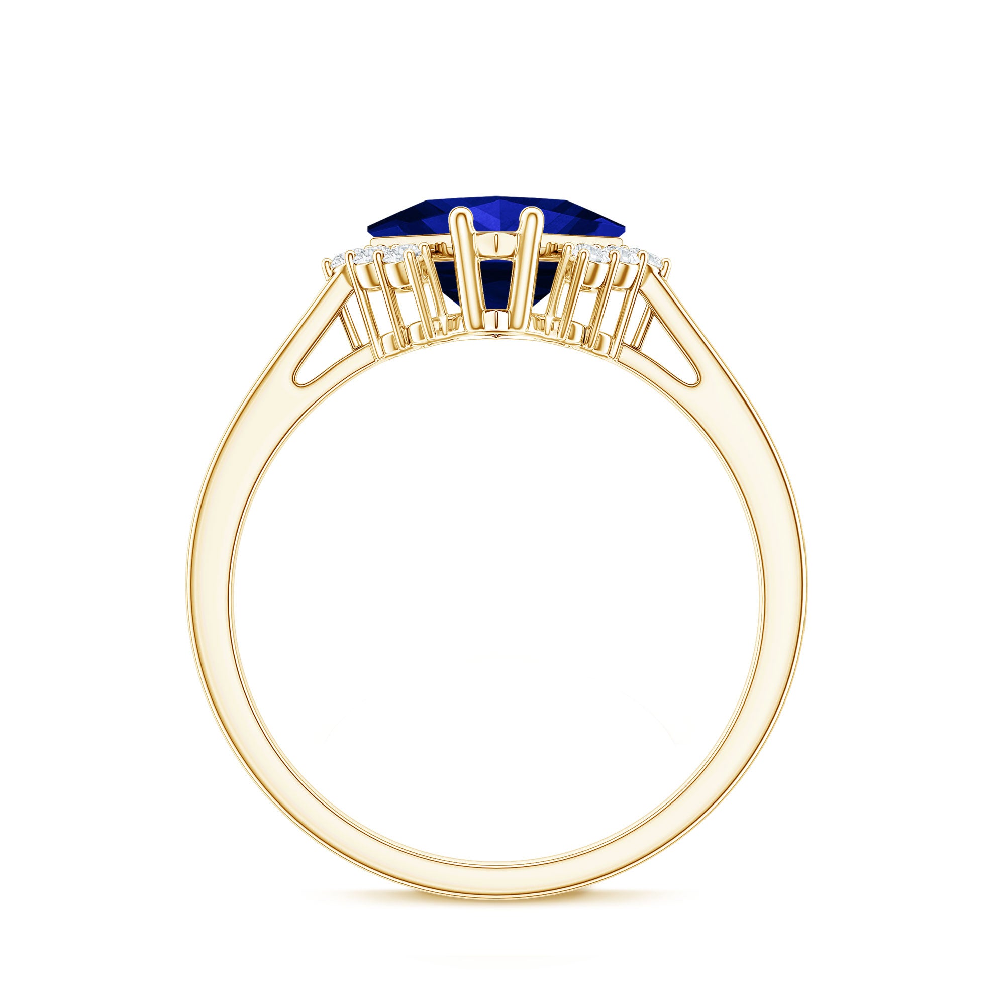 Certified 1.5 Carat Princess Cut Lab Grown Blue Sapphire Engagement Ring with Diamond AAAA - Rosec Jewels