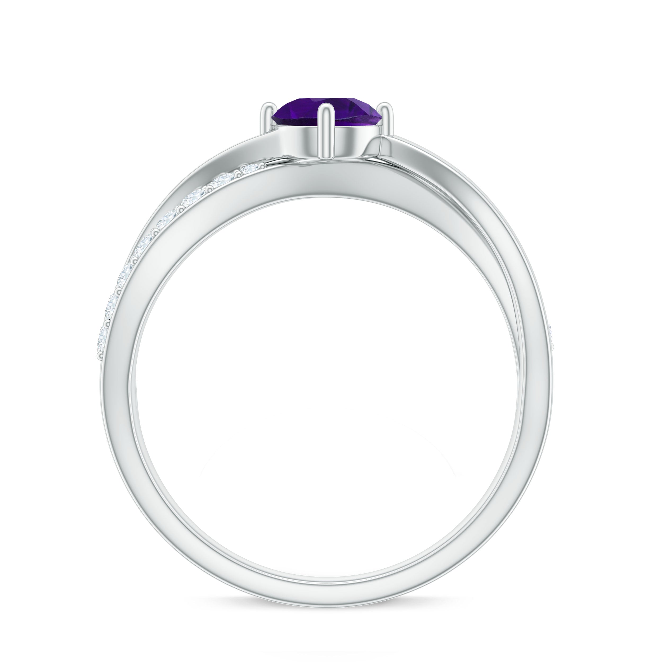 Real Amethyst Diamond Infinity Engagement Ring for Women AAA - Rosec Jewels