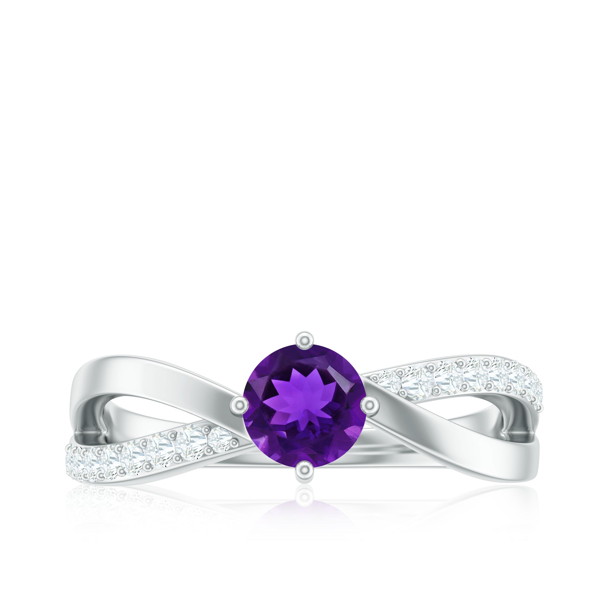 Real Amethyst Diamond Infinity Engagement Ring for Women AAA - Rosec Jewels