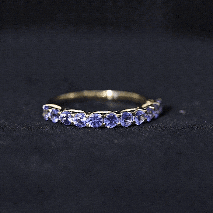 Trellis Set Round Tanzanite Half Eternity Band Ring AAA - Rosec Jewels
