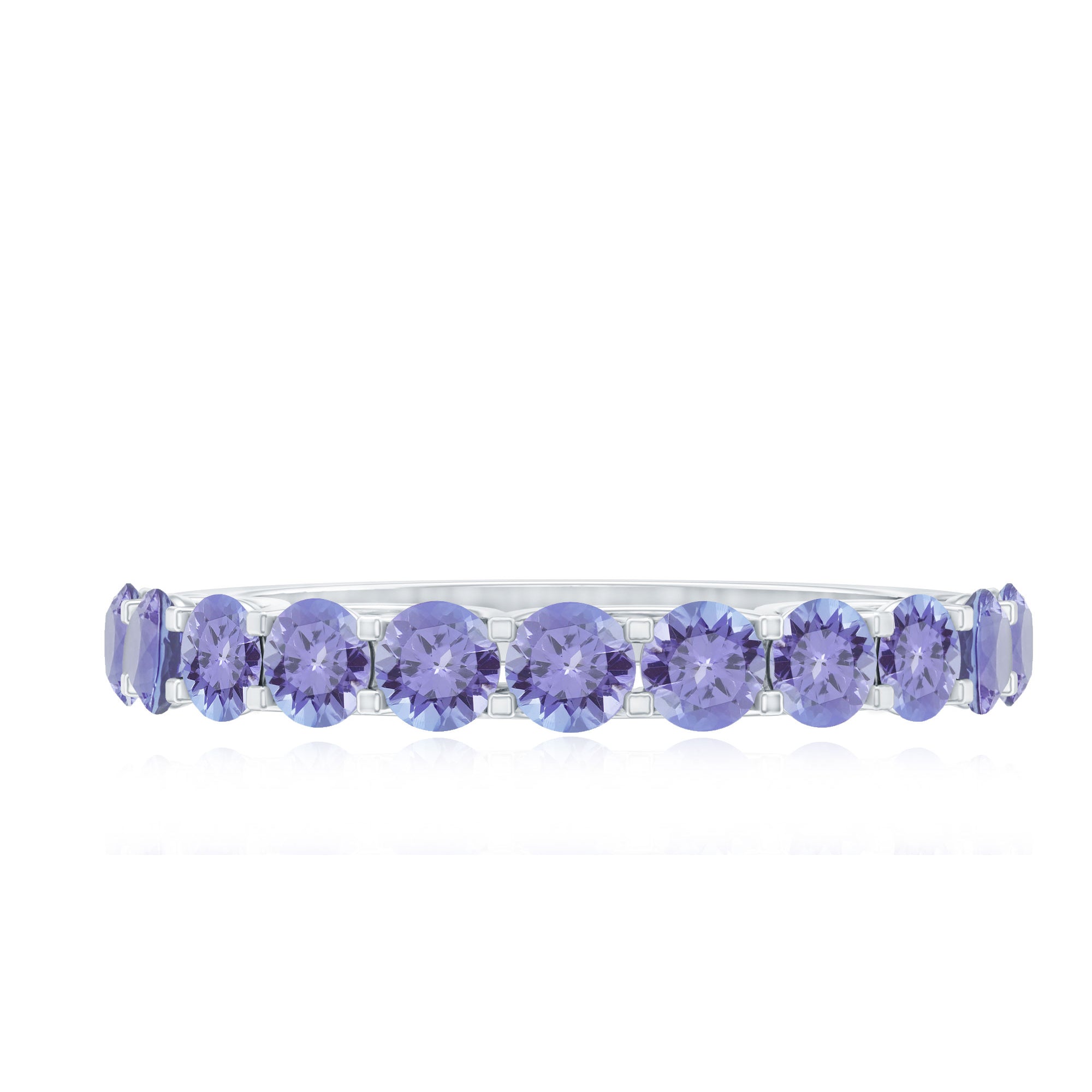 Trellis Set Round Tanzanite Half Eternity Band Ring AAA - Rosec Jewels