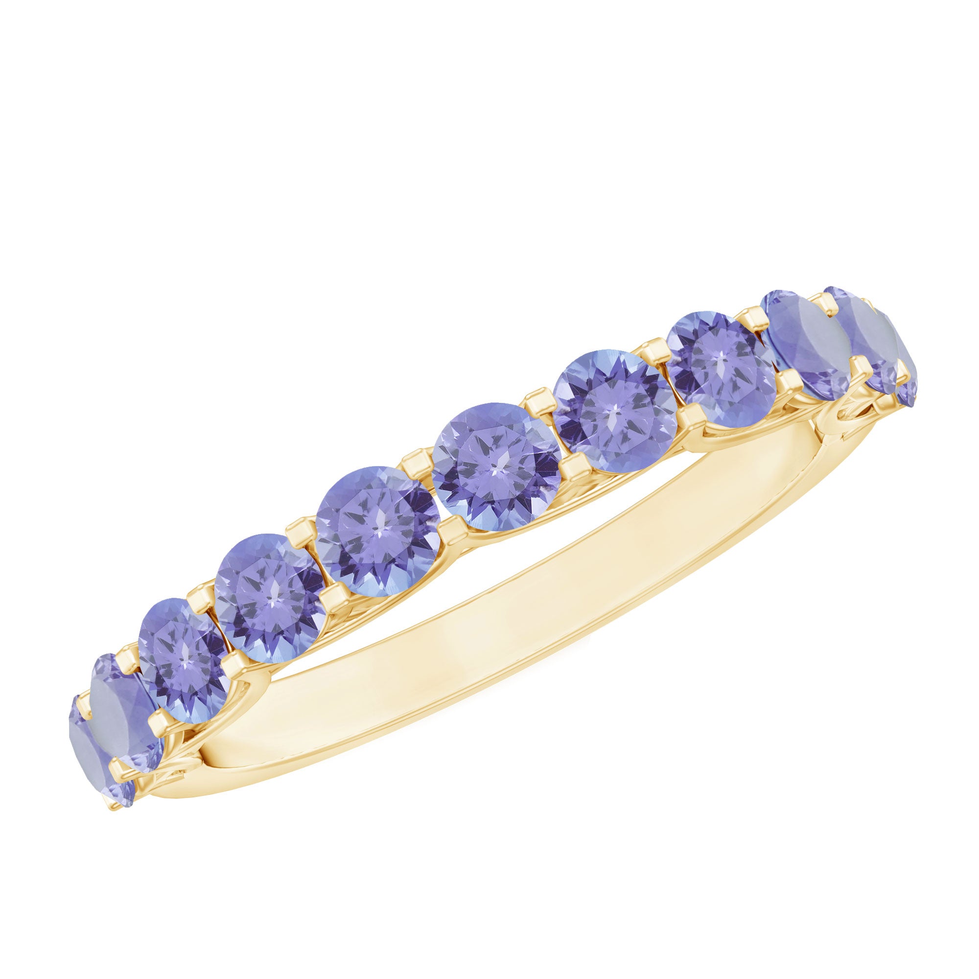 Trellis Set Round Tanzanite Half Eternity Band Ring AAA - Rosec Jewels