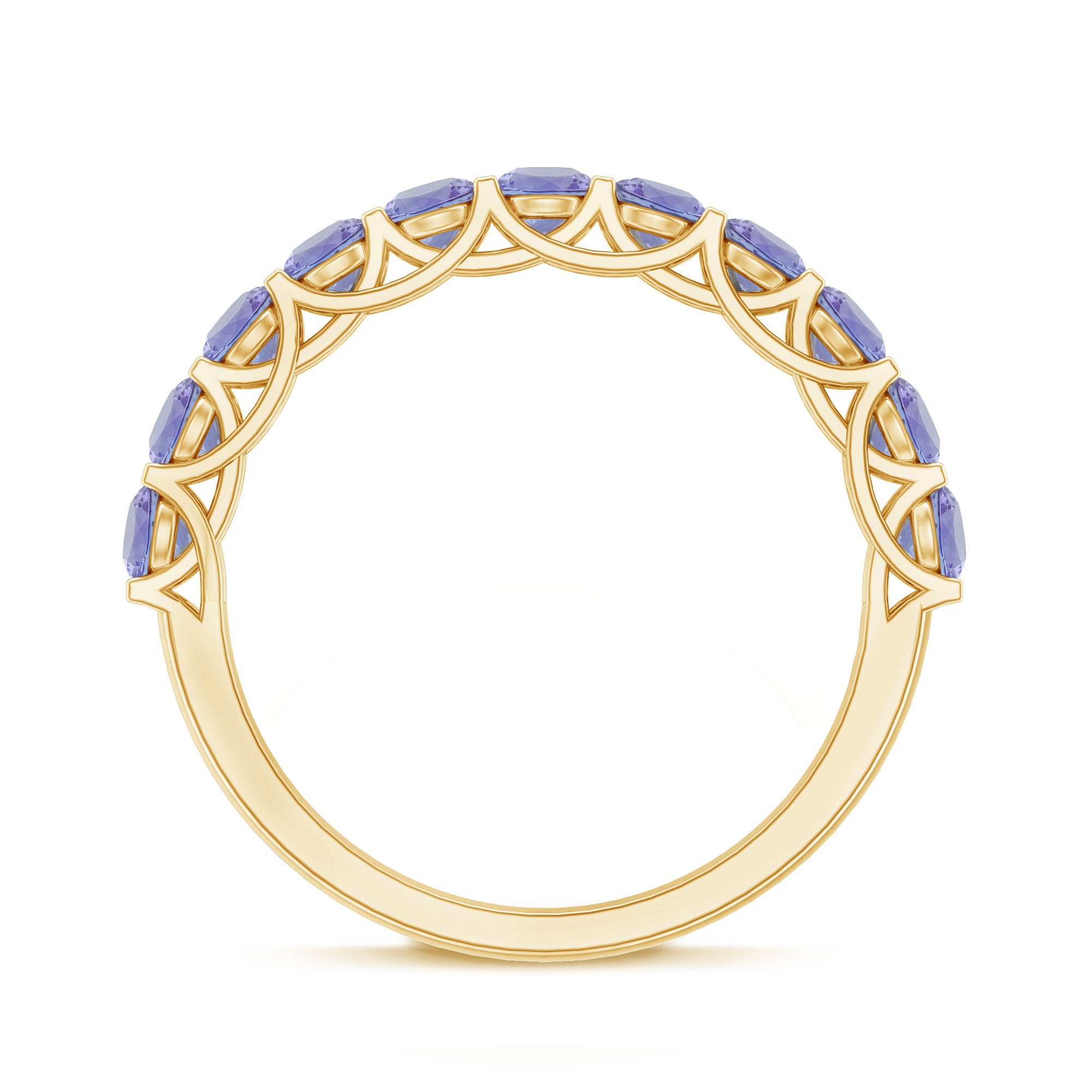 Trellis Set Round Tanzanite Half Eternity Band Ring AAA - Rosec Jewels