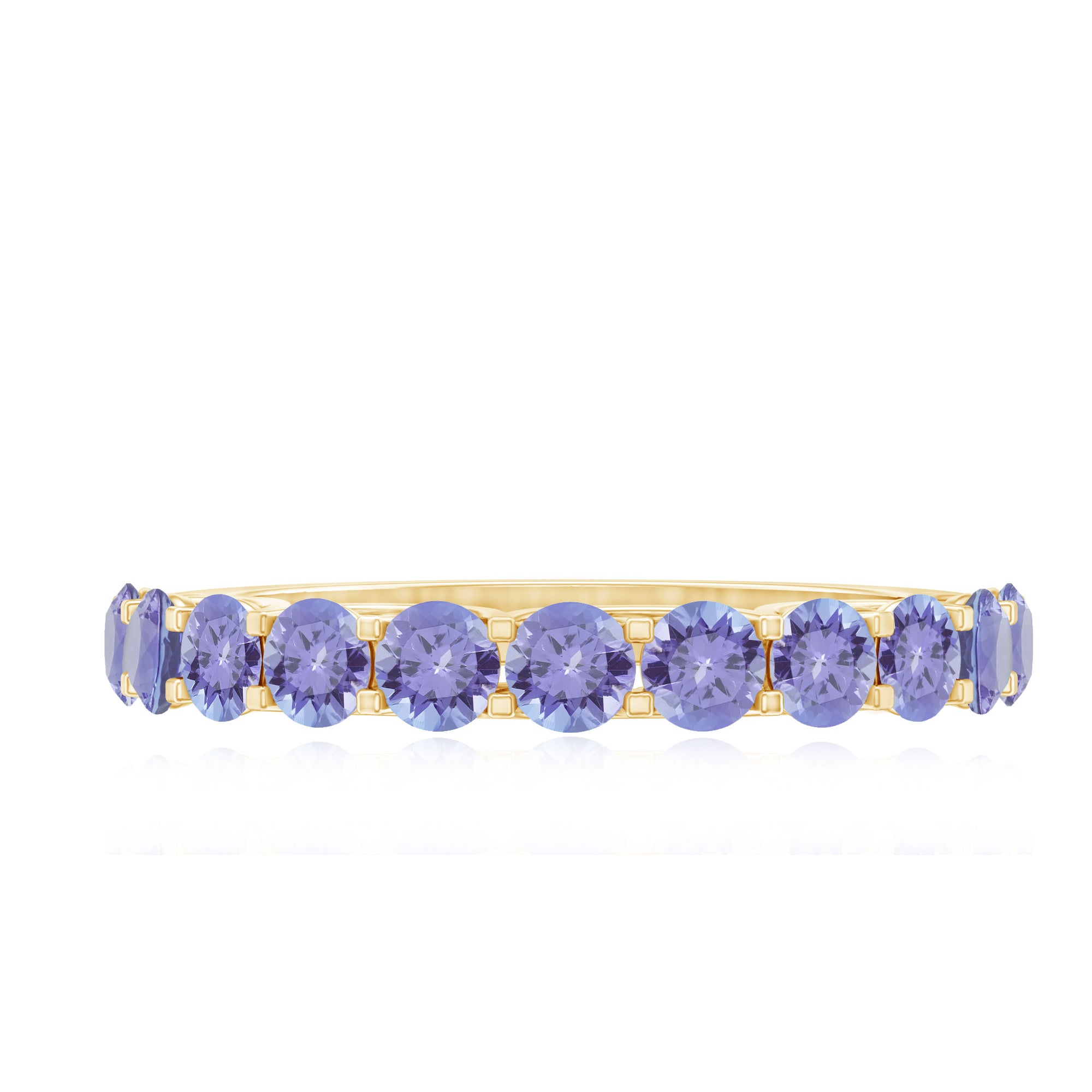 Trellis Set Round Tanzanite Half Eternity Band Ring AAA - Rosec Jewels