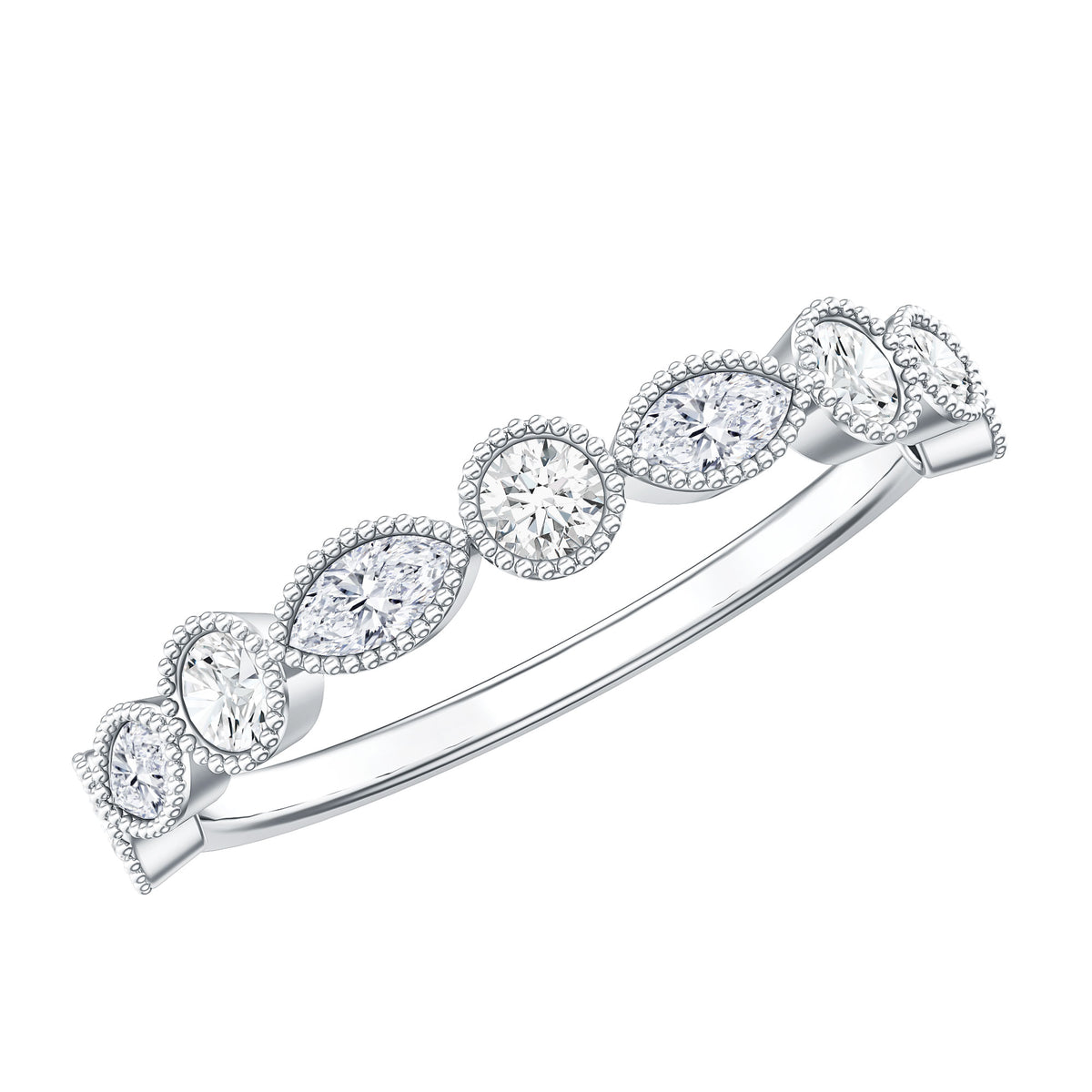 Certified Bezel Set Moissanite Eternity Band Ring D-VS1 - Rosec Jewels