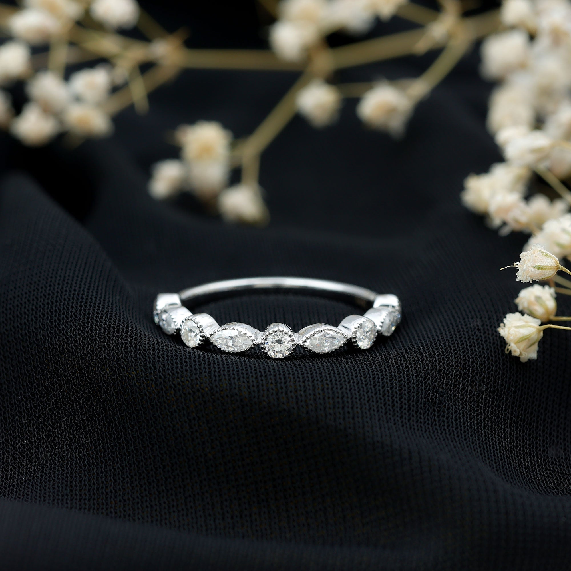 Certified Bezel Set Moissanite Eternity Band Ring D-VS1 - Rosec Jewels