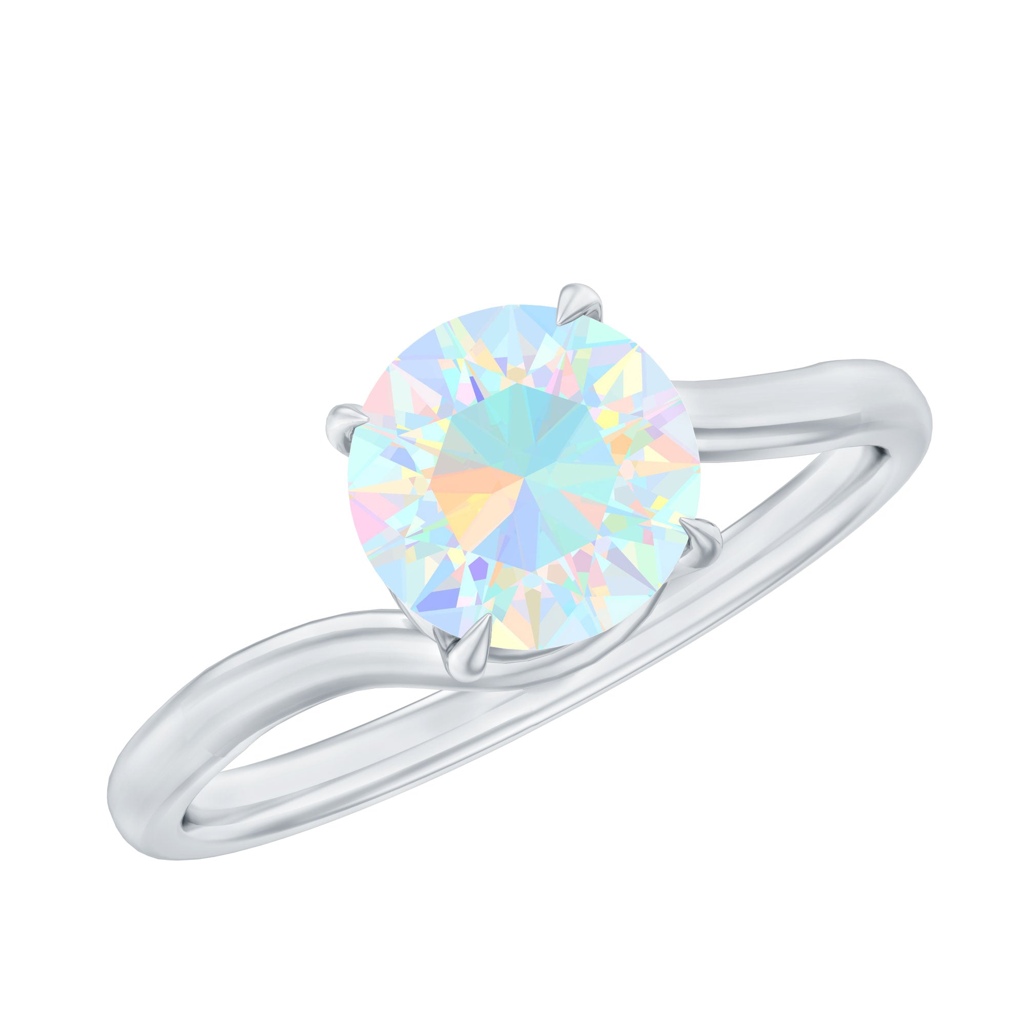 Certified Real Ethiopian Opal Solitaire Engagement Ring with Bypass Shank
