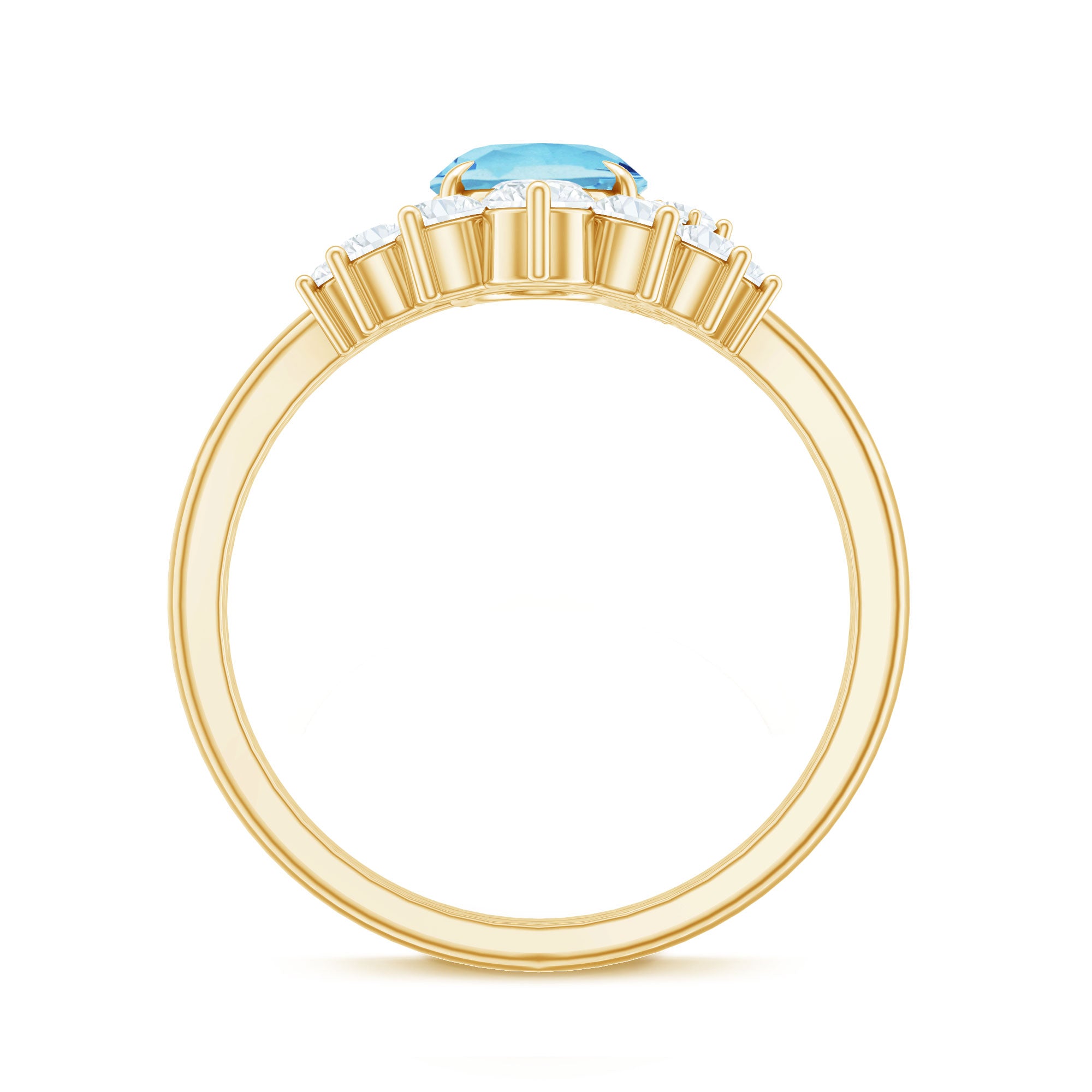 Rosec Jewels-Oval Cut Aquamarine and Diamond Engagement Ring Set