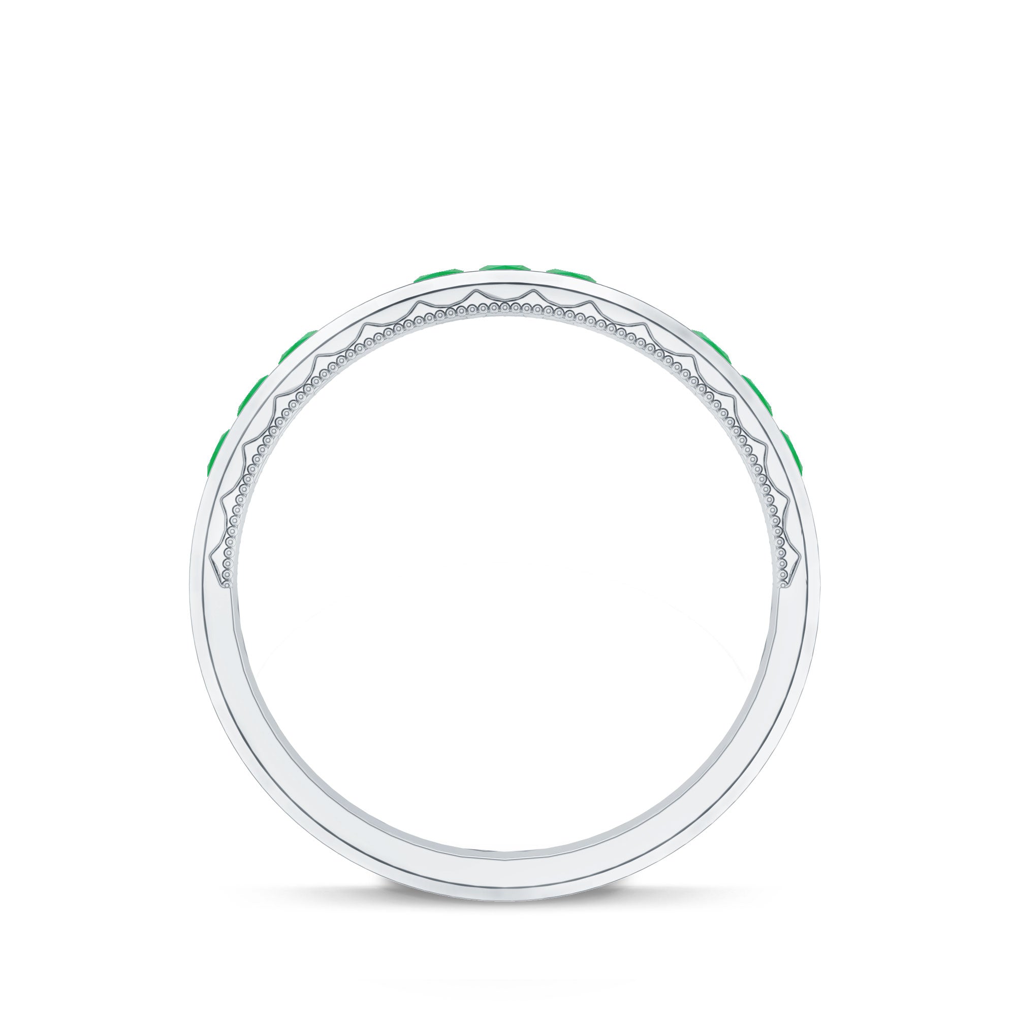 Princess Cut Emerald Mens Wedding Band in Channel Setting AAA - Rosec Jewels