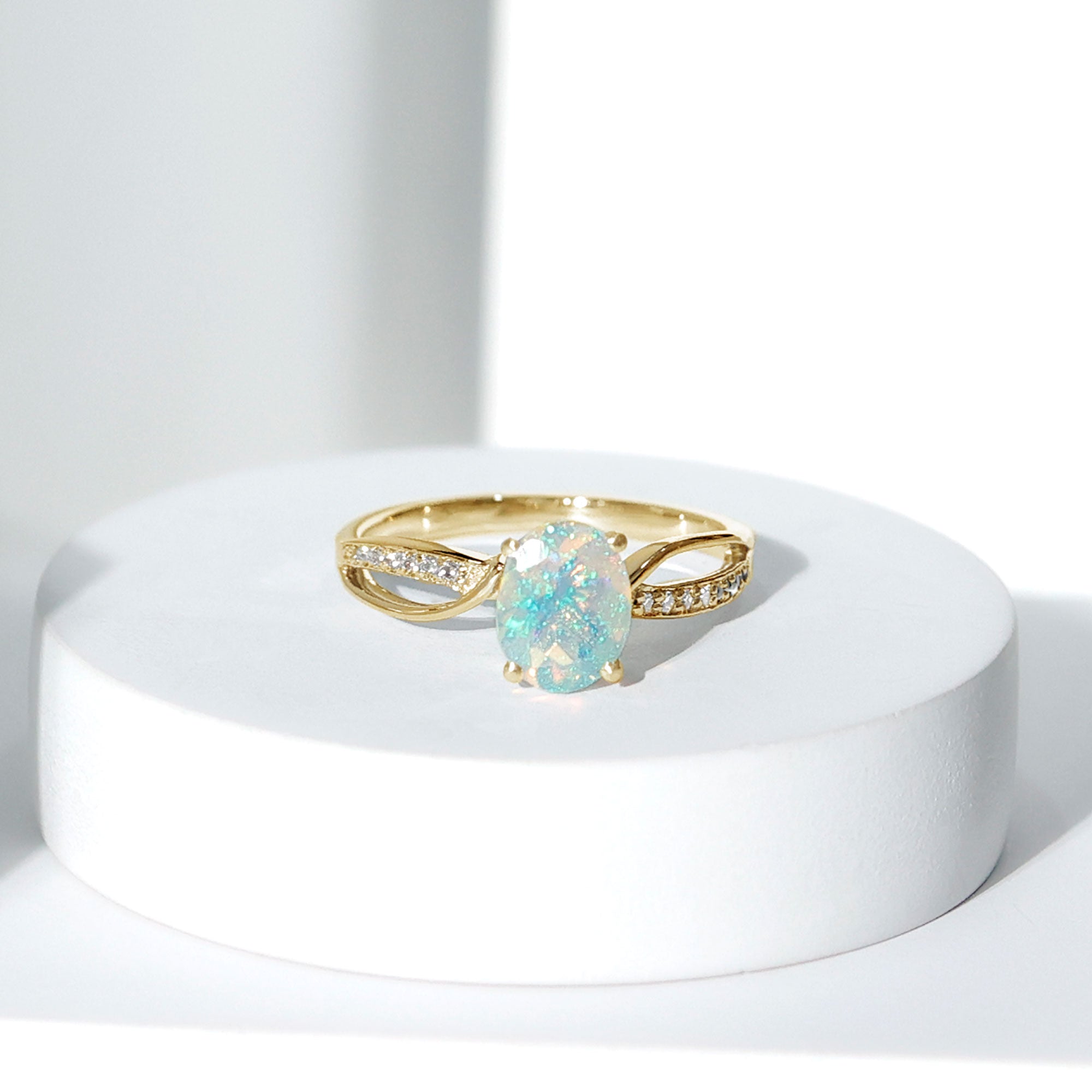 Natural 1.2 Carat Oval Opalescent Diamond Engagement Ring with Split Shank AAA - Rosec Jewels