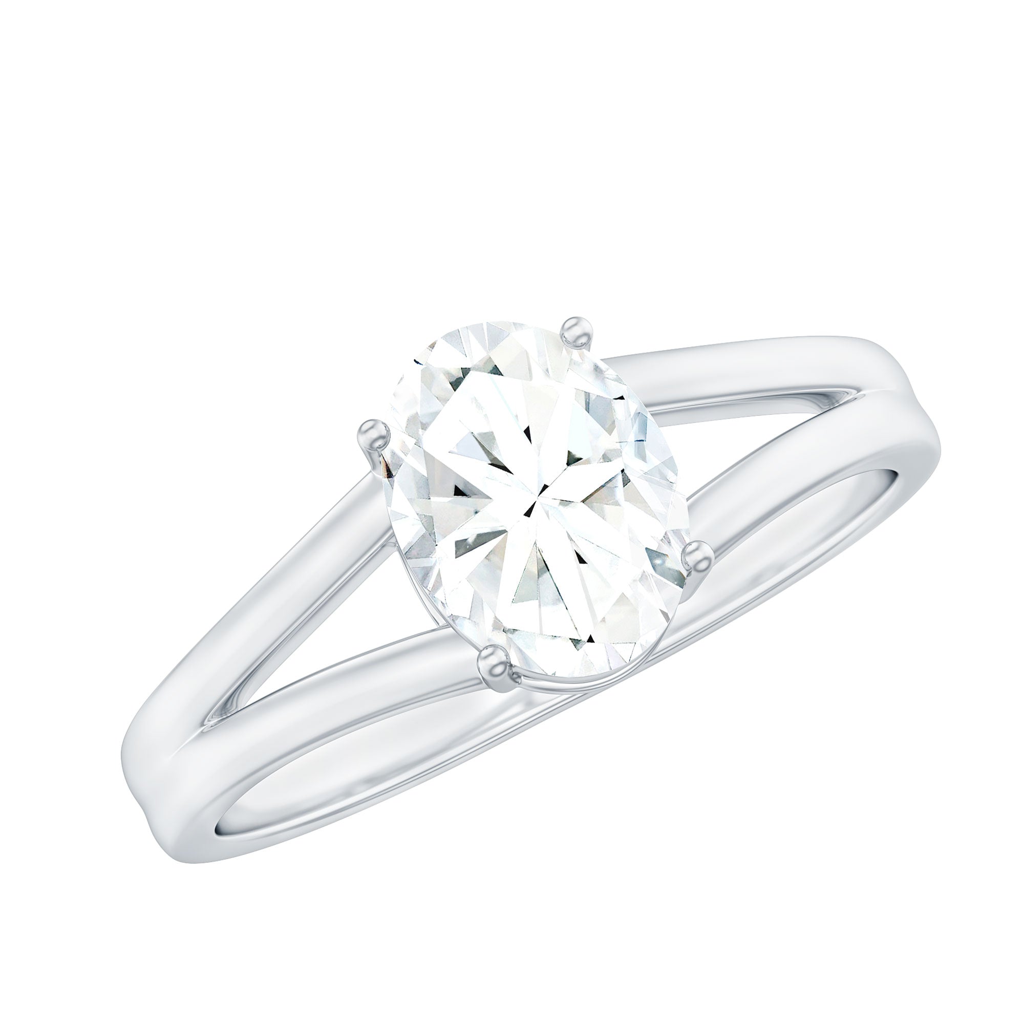 1.25 CT Oval Moissanite Engagement Ring With Certificate