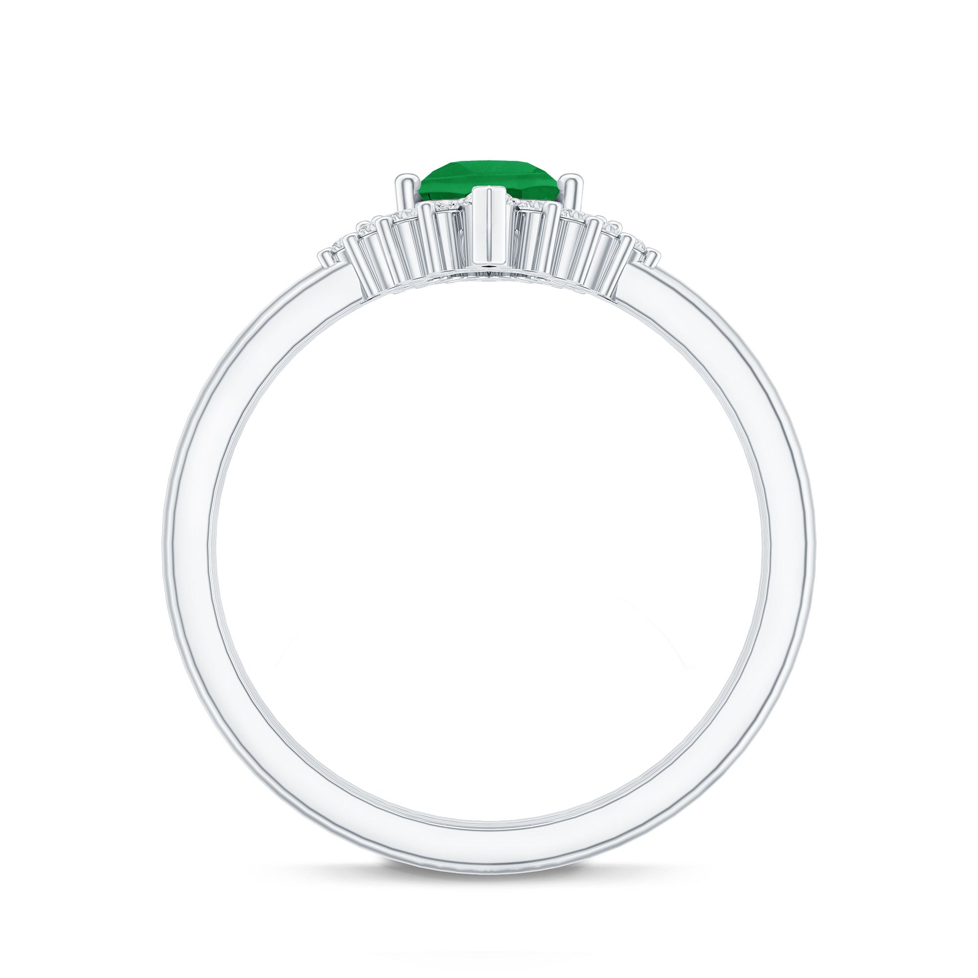 Natural Emerald Diamond Pear Shape Engagement Ring and Wedding Band Set AAA - Rosec Jewels