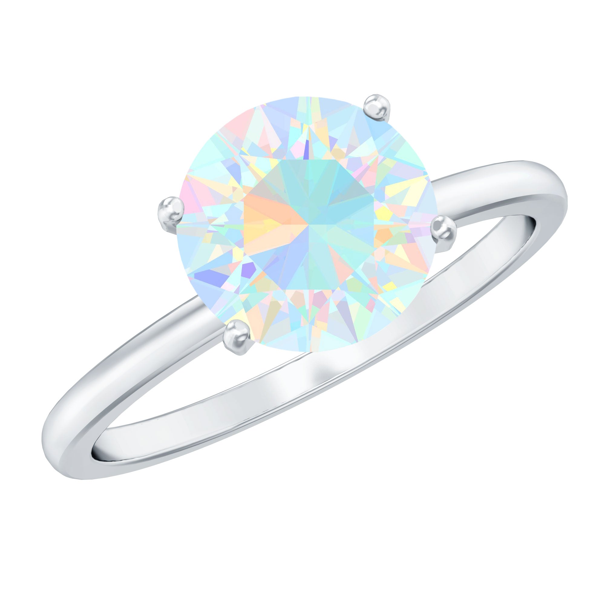 Classic 8mm Solitaire Ethiopian Rainbow Opal Engagement Ring