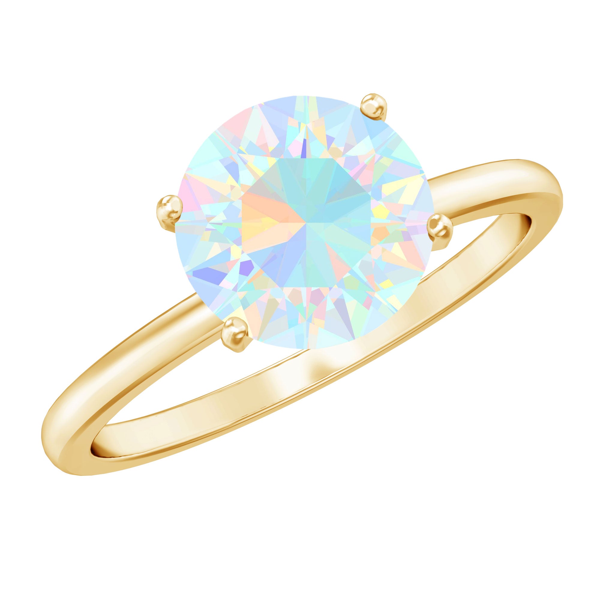 Classic 8mm Solitaire Ethiopian Rainbow Opal Engagement Ring AAA - Rosec Jewels