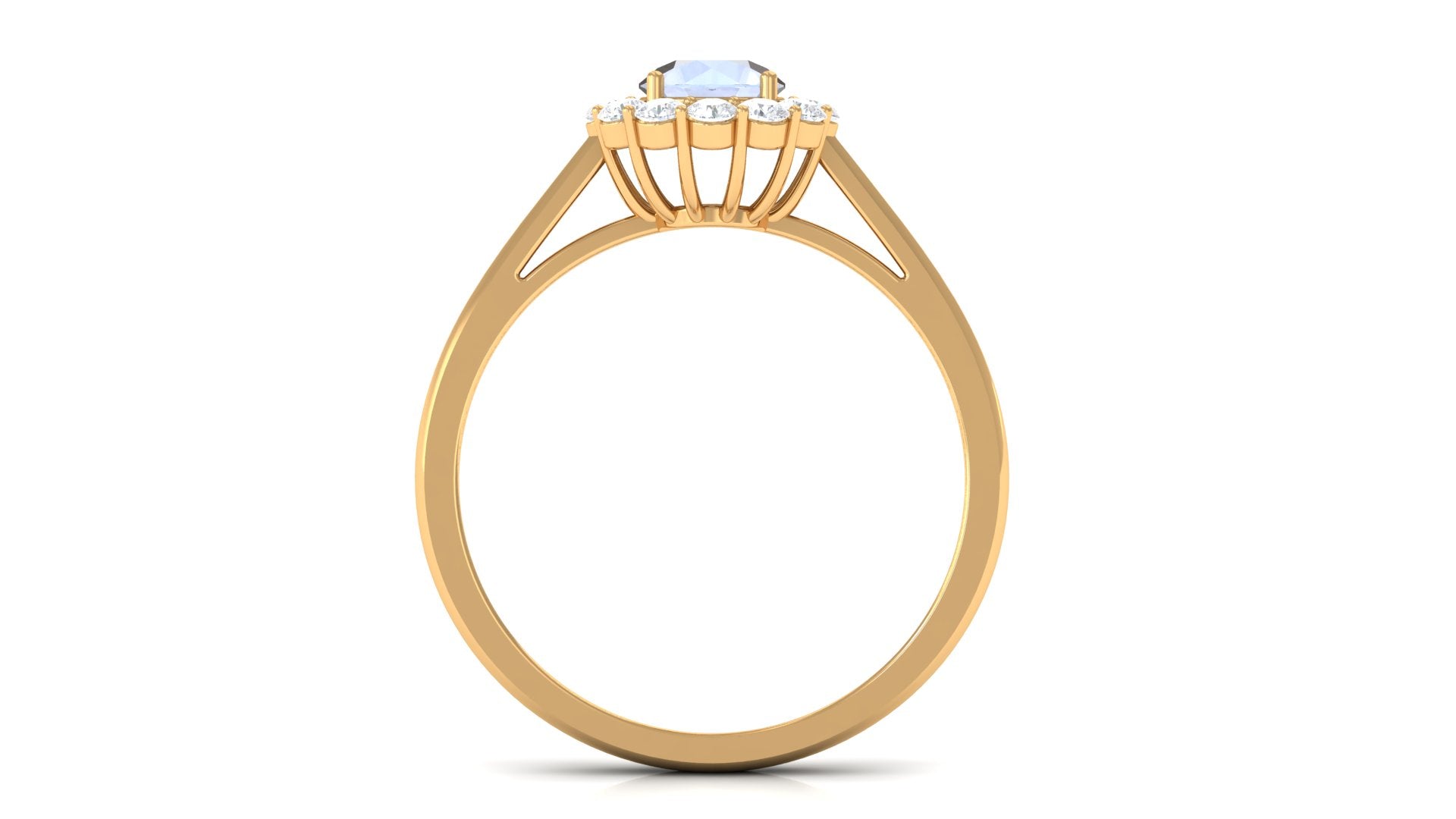 1 CT Moonstone and Diamond Floating Halo Engagement Ring AAA - Rosec Jewels