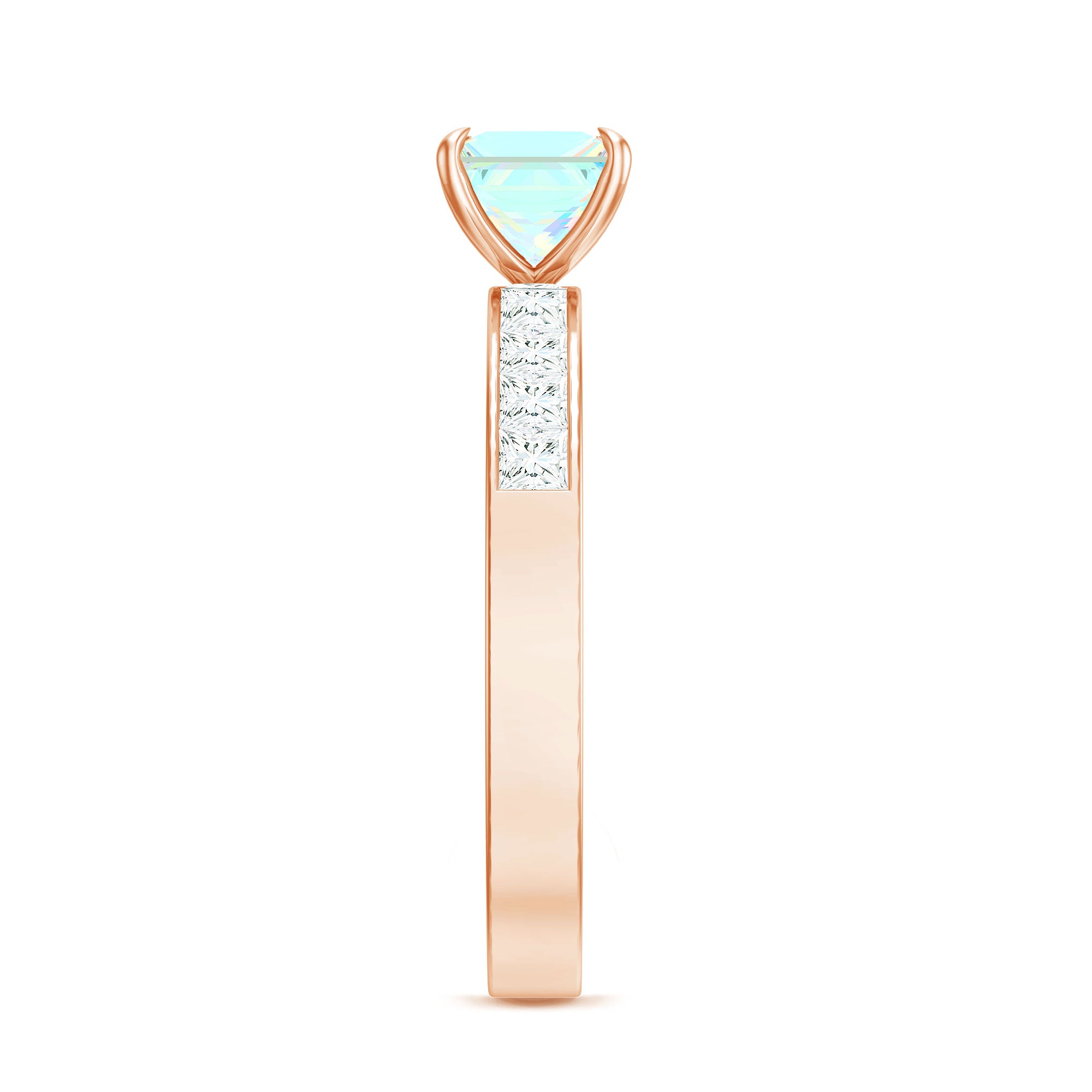 Certified Real Ethiopian Opal Princess Cut Engagement Ring with Diamond AAA - Rosec Jewels