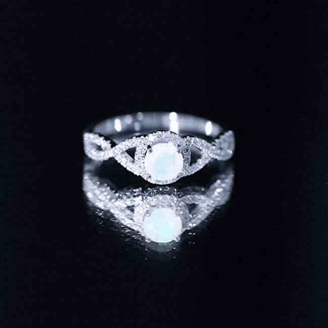 Natural Ethiopian Opal Diamond Engagement Ring with Criss Cross Shank AAA - Rosec Jewels
