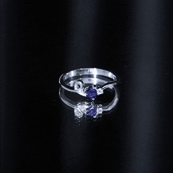 Certified Lab Grown Blue Sapphire Twisted Heart Promise Ring AAAA - Rosec Jewels