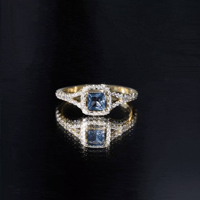6mm Princess Cut London Blue Topaz Engagement Ring with Diamond Split Shank AAA - Rosec Jewels