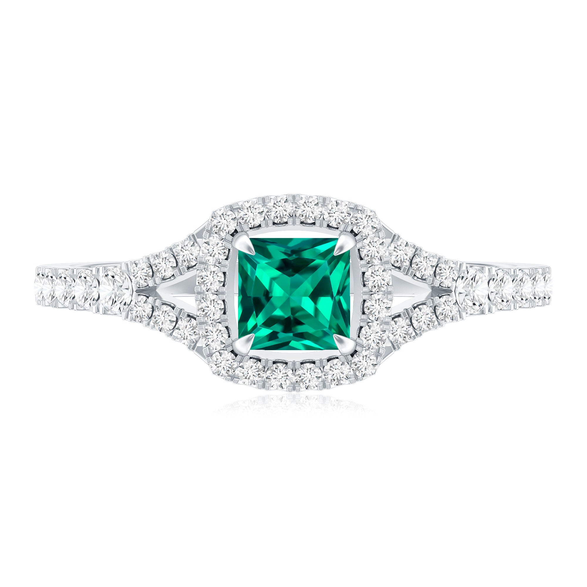 Certified Princess Cut Lab Grown Emerald Diamond Promise Ring AAAA - Rosec Jewels