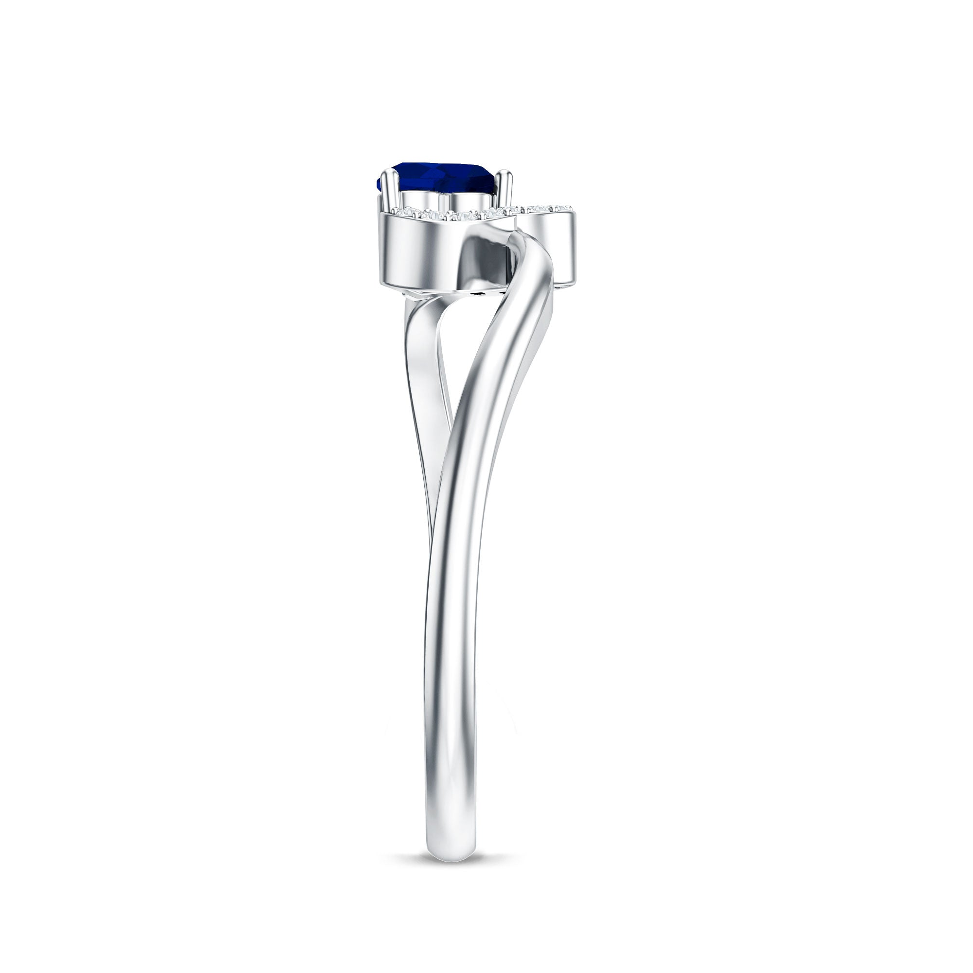Real Heart Shape Blue Sapphire Diamond Promise Ring for Women AAA - Rosec Jewels