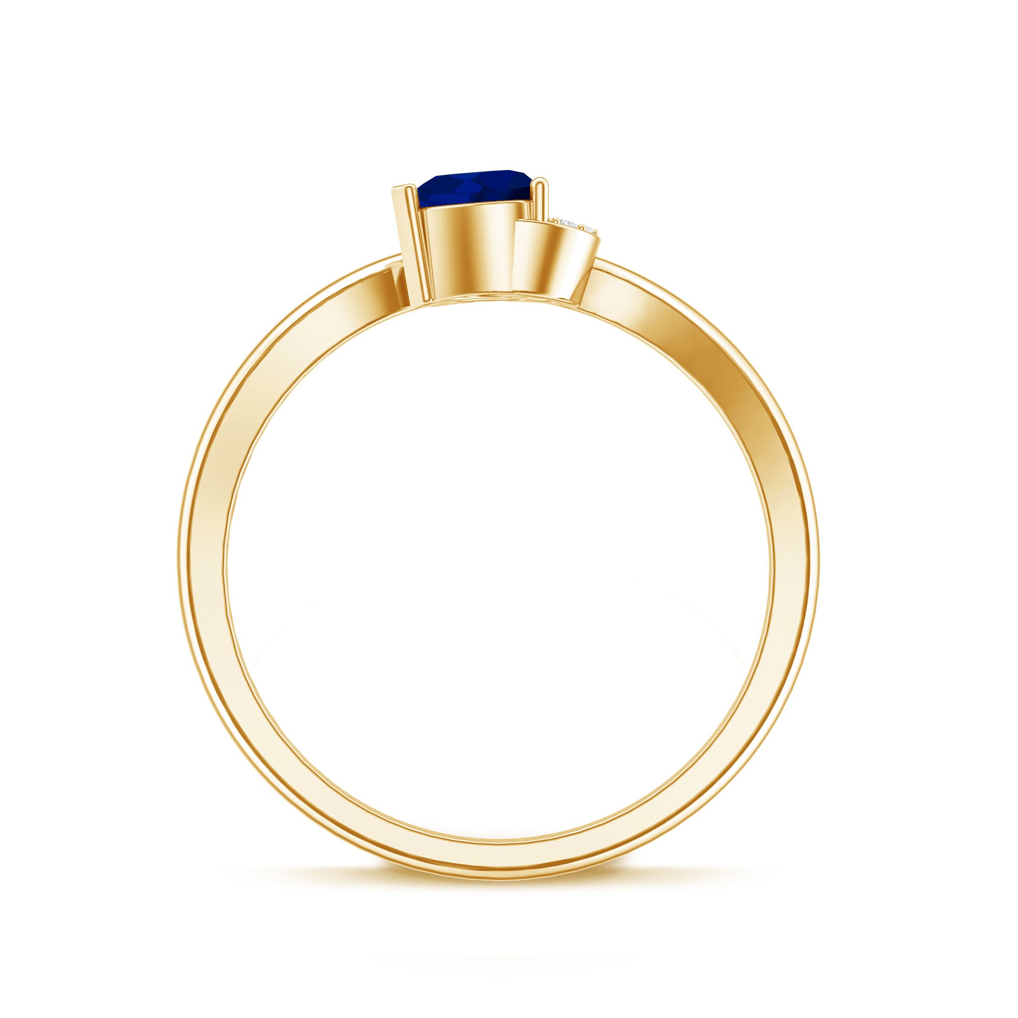 Real Heart Shape Blue Sapphire Diamond Promise Ring for Women AAA - Rosec Jewels