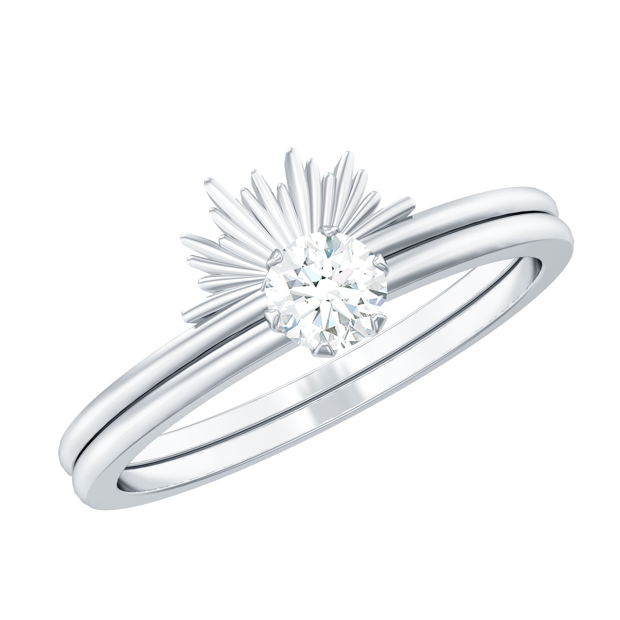 Sparkling Moissanite Solitaire Engagement Ring with Enhancer D-VS1 - Rosec Jewels