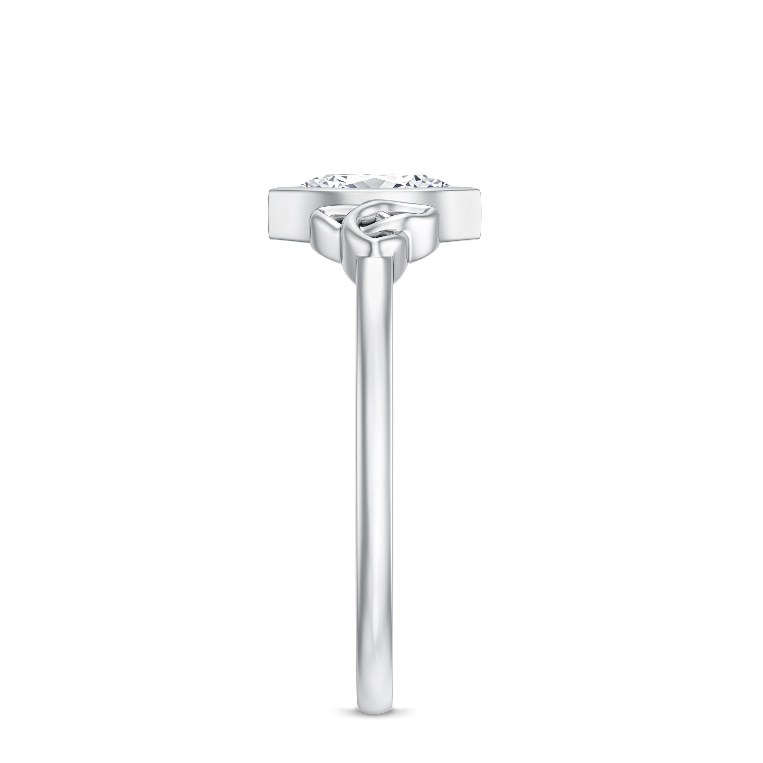 Natural Bezel Set Marquise Diamond Engagement Ring with Celtic Knot Natural - ( HI-SI ) - Rosec Jewels