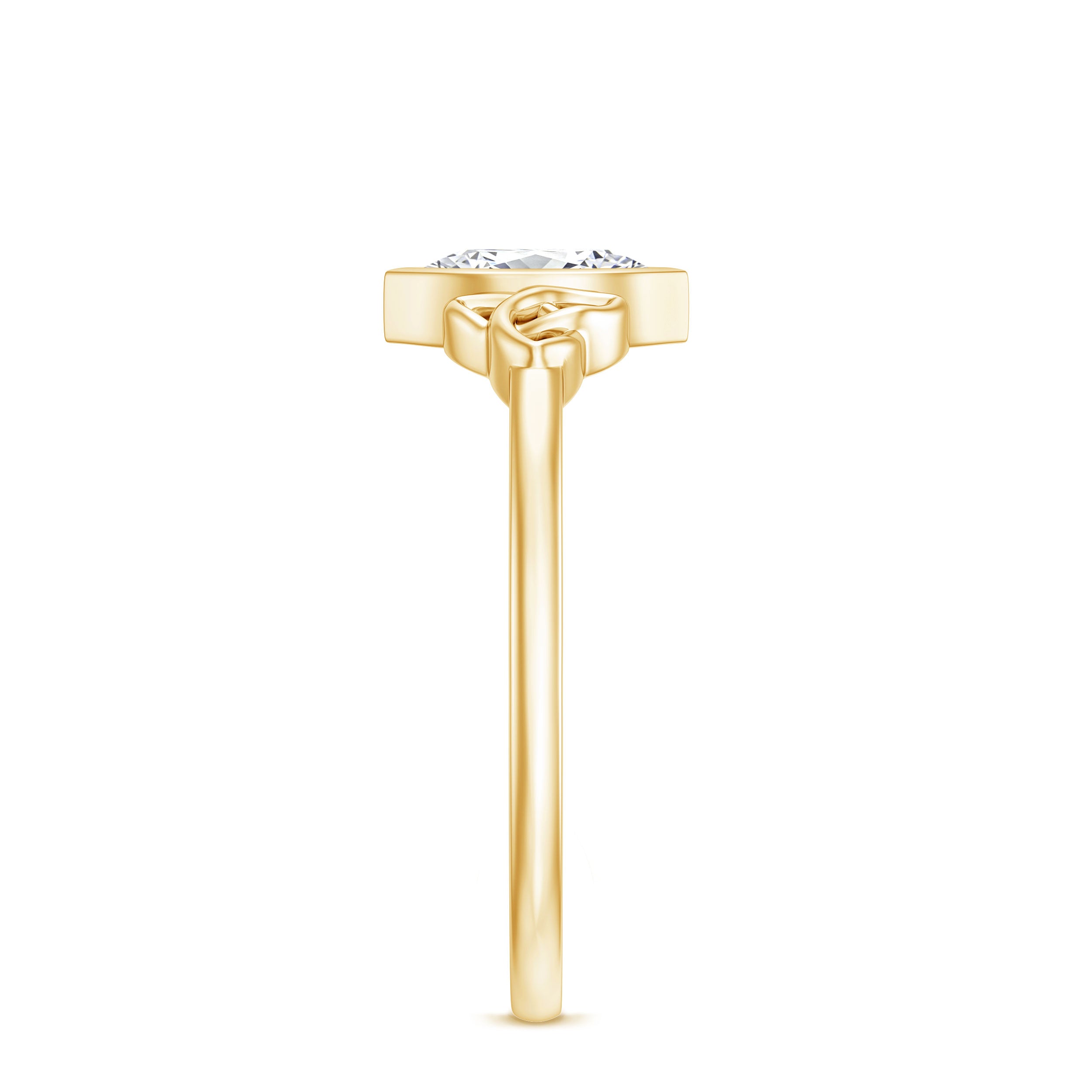 Natural Bezel Set Marquise Diamond Engagement Ring with Celtic Knot Natural - ( HI-SI ) - Rosec Jewels