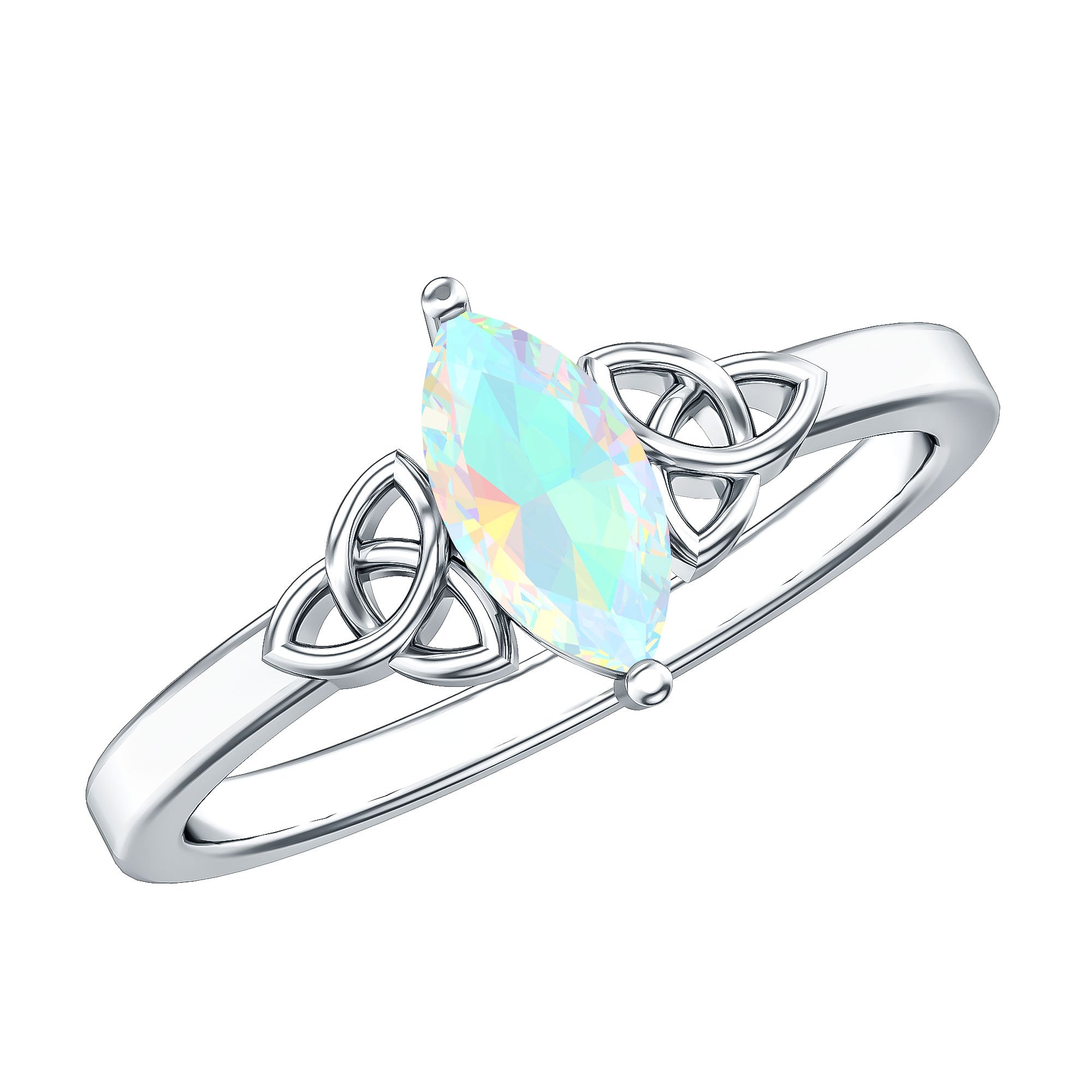 Natural Ethiopian Opal October Birthstone Ring with Celtic Knot AAA - Rosec Jewels