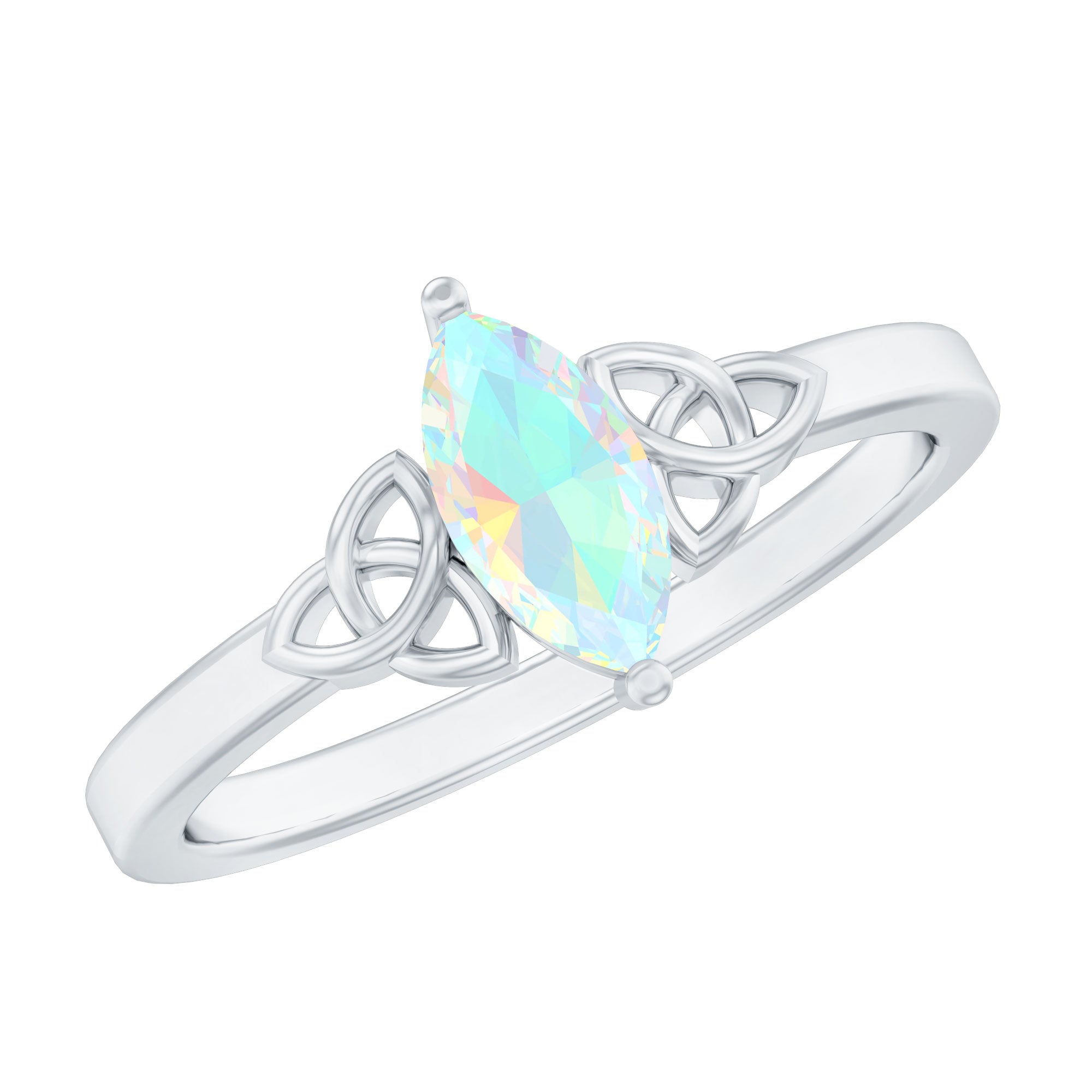 Natural Ethiopian Opal October Birthstone Ring with Celtic Knot