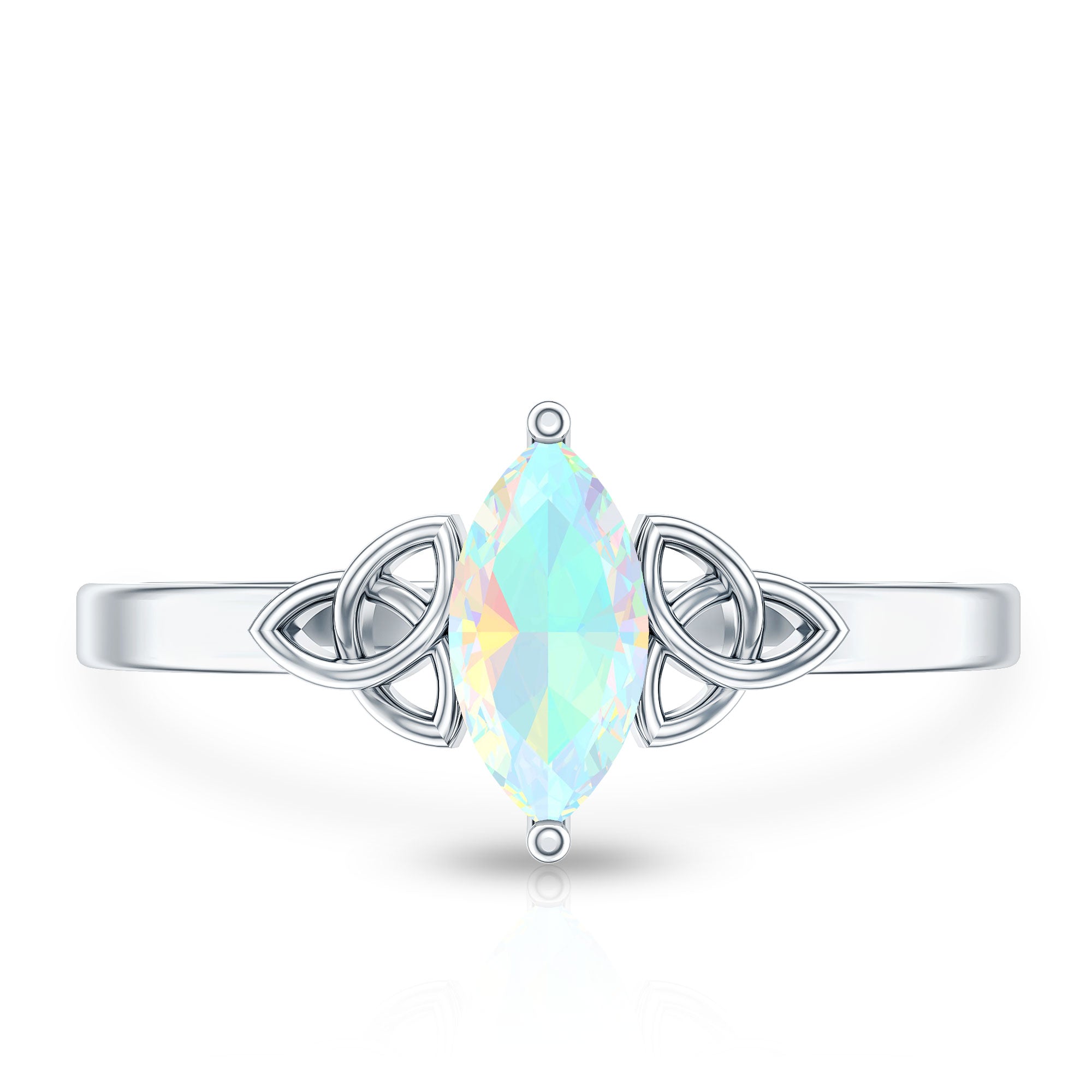 Natural Ethiopian Opal October Birthstone Ring with Celtic Knot AAA - Rosec Jewels
