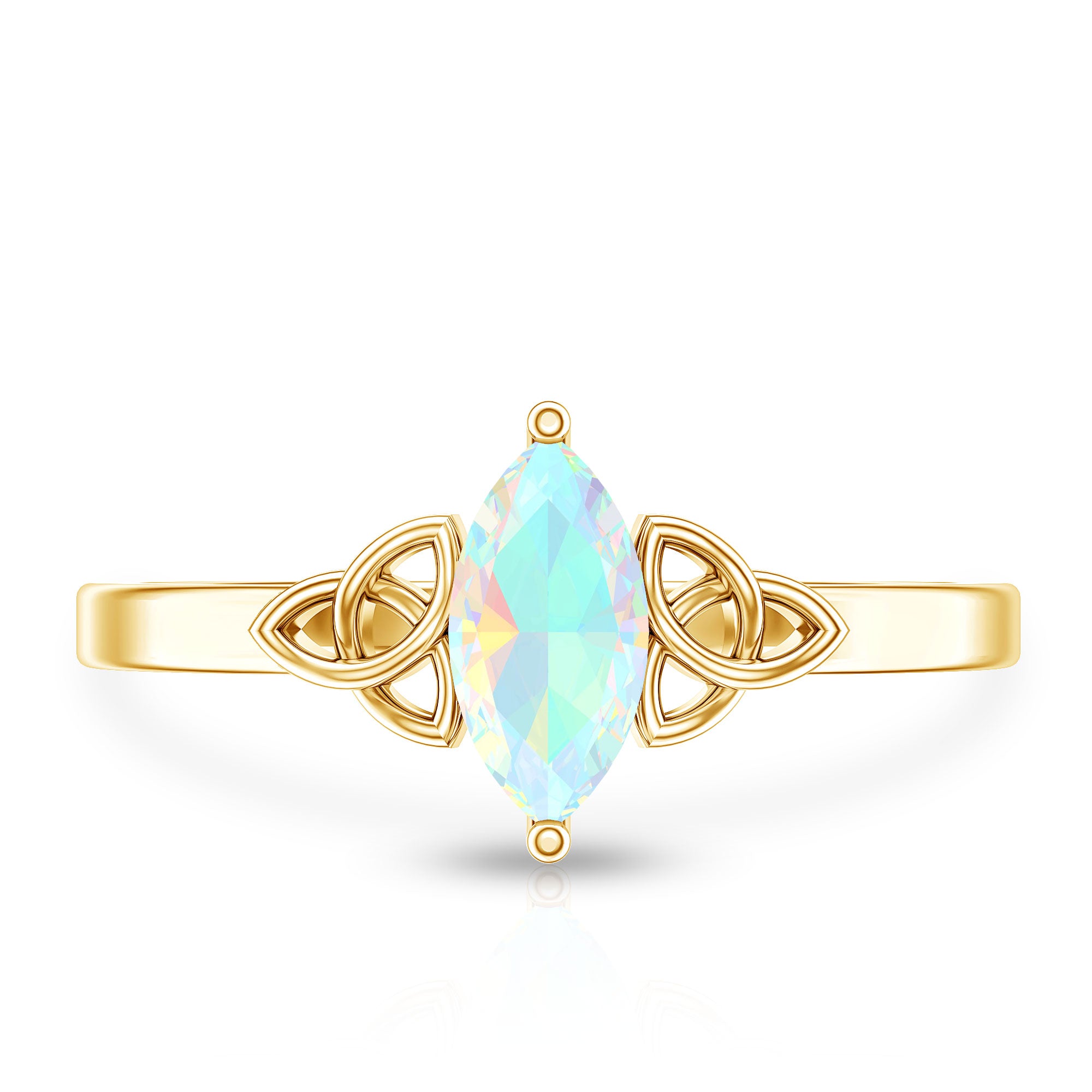 Natural Ethiopian Opal October Birthstone Ring with Celtic Knot AAA - Rosec Jewels