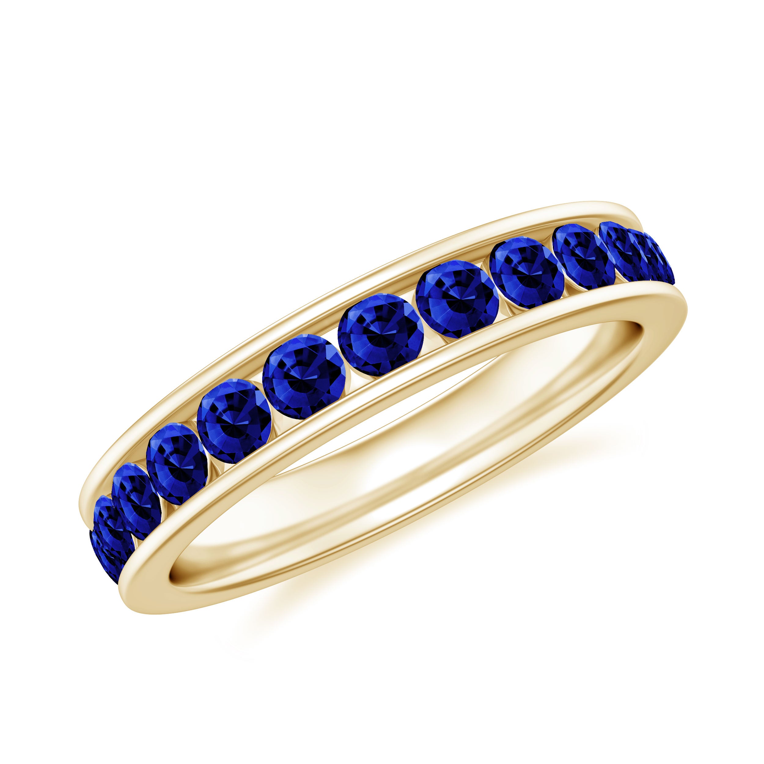 Certified Lab Grown Blue Sapphire Eternity Band Ring in Channel Set AAAA - Rosec Jewels