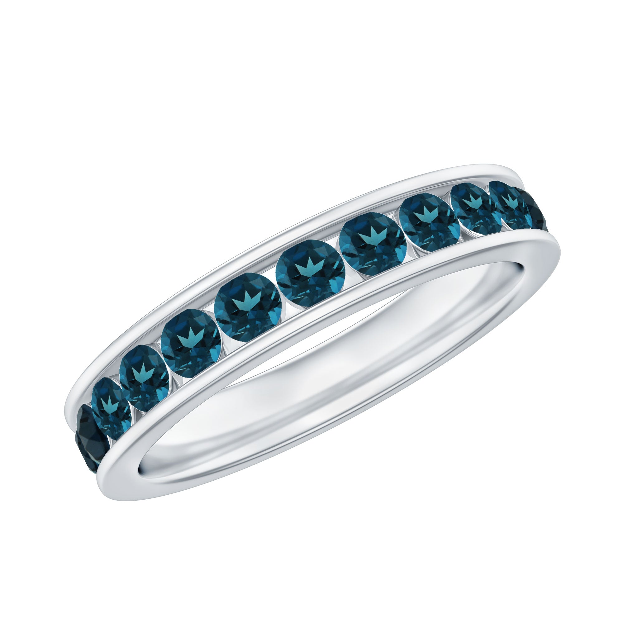 London Blue Topaz Full Eternity Ring in Channel Setting