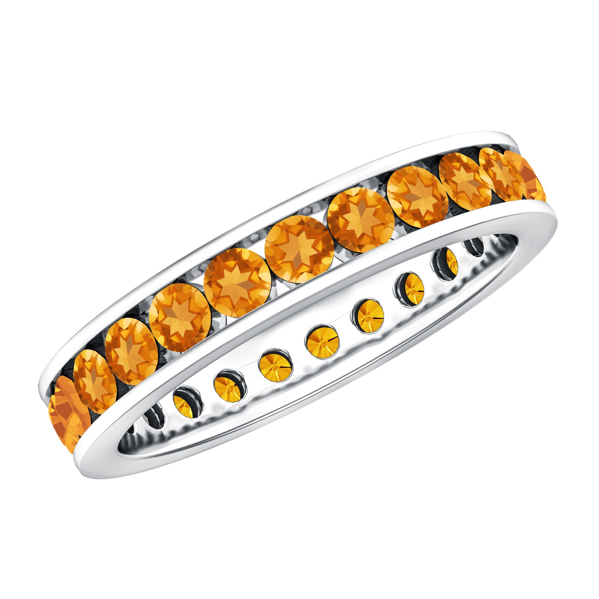 Natural Citrine Channel Set Eternity Ring for Anniversary AAA - Rosec Jewels