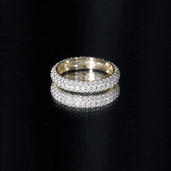 Pave Set Certified Moissanite Three Row Eternity Band D-VS1 - Rosec Jewels