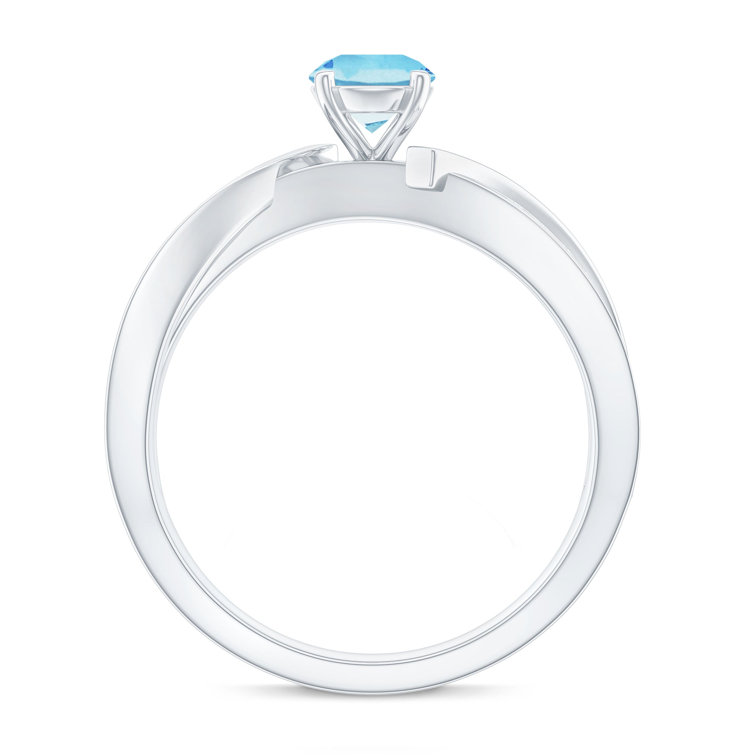 Rosec Jewels-Natural 0.8 Carat Aquamarine and Diamond Infinity Engagement Ring